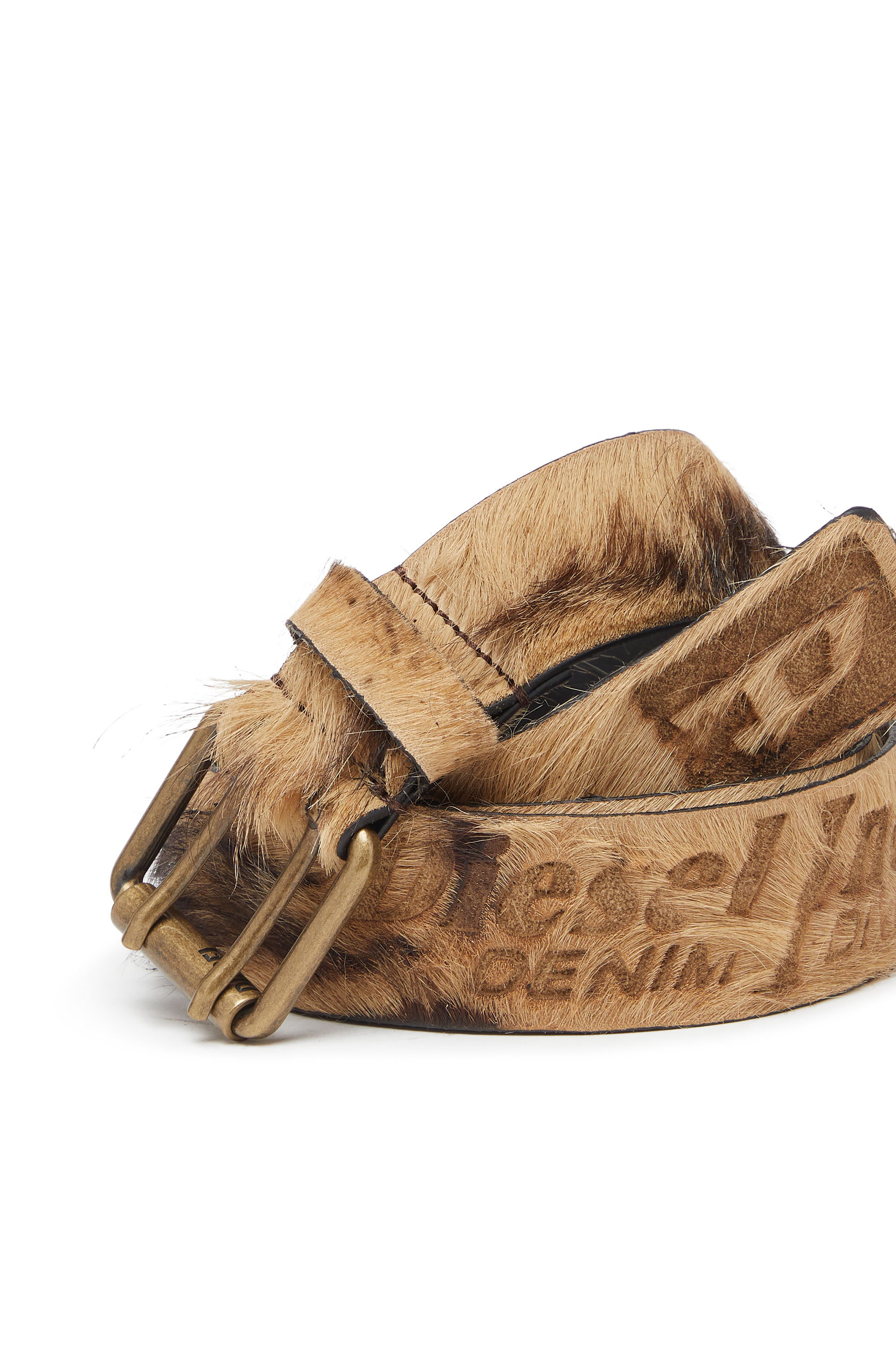 Diesel - B-FLAG-D, Unisex 4 cm breiter Gürtel aus Langhaar-Leder in Braun - 3