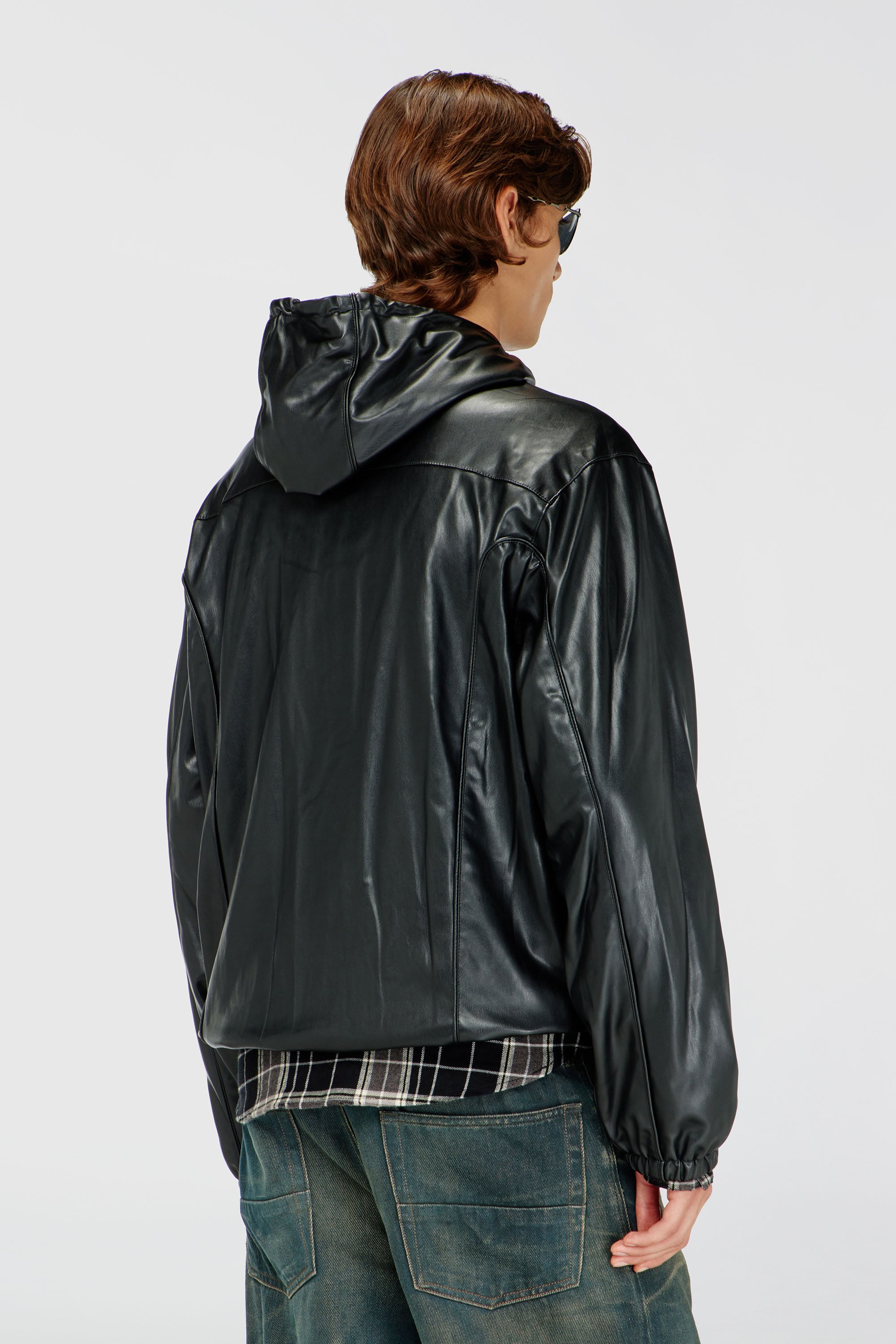 Diesel - J-HIVES-PGBX, Herren Windjacke mit Kapuze aus beschichtetem Stoff in Schwarz - 4