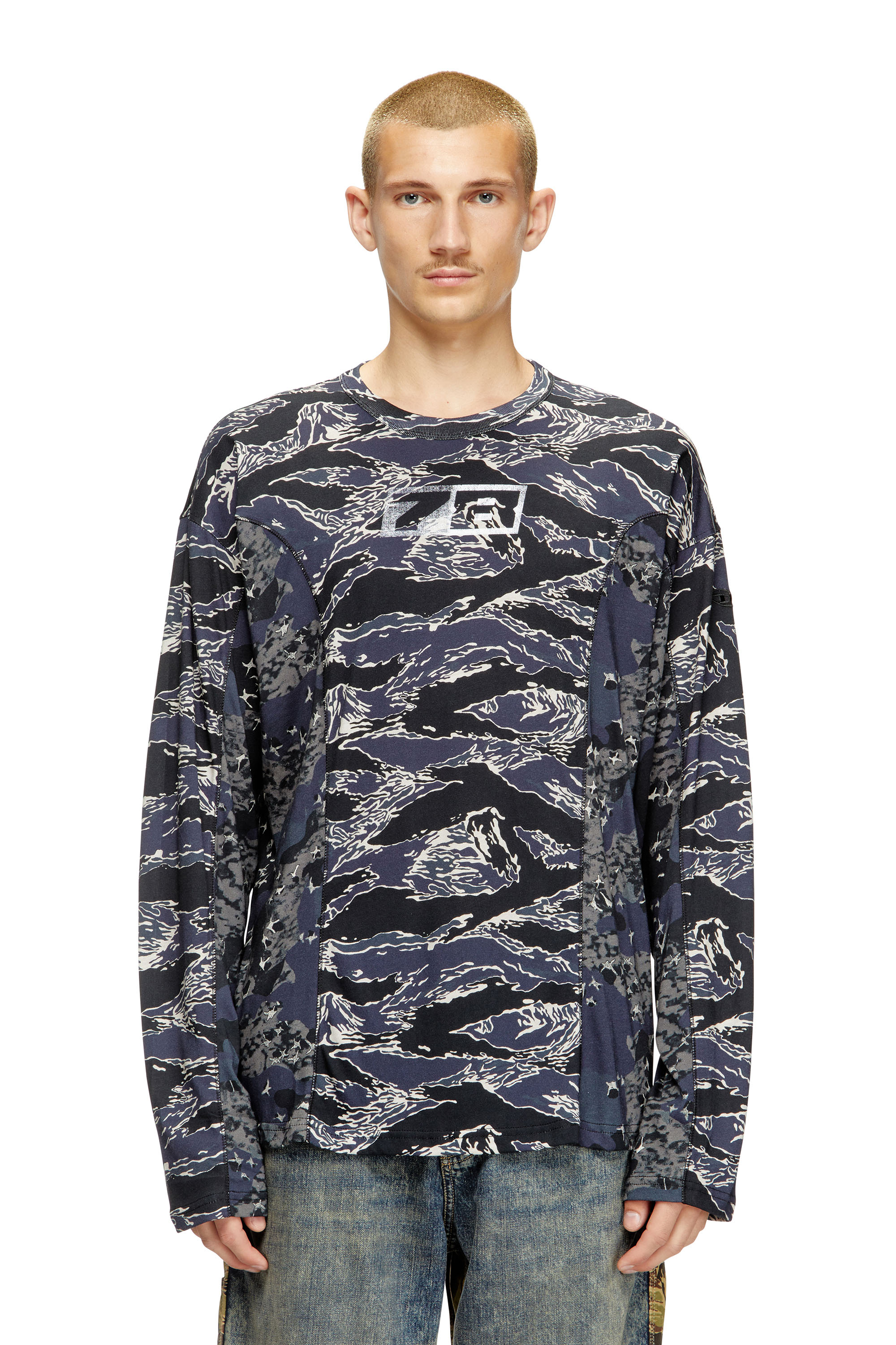 Diesel - T-BOXT-LS-CURT, Herren Langarm-T-Shirt mit gemischten Camo-Prints in null - 1