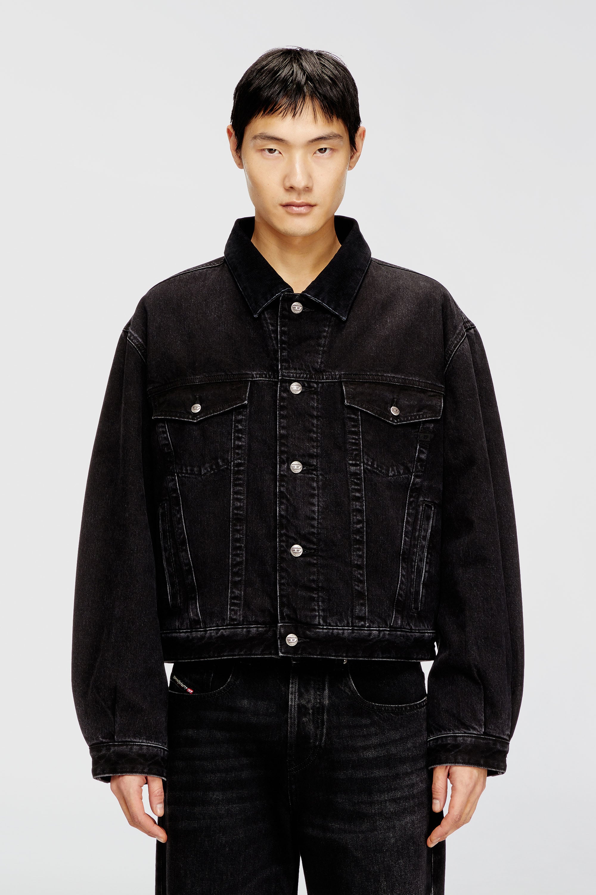 Diesel - D-RANGER-T, Unisex Gesteppte Truckerjacke aus Denim in Schwarz - 1