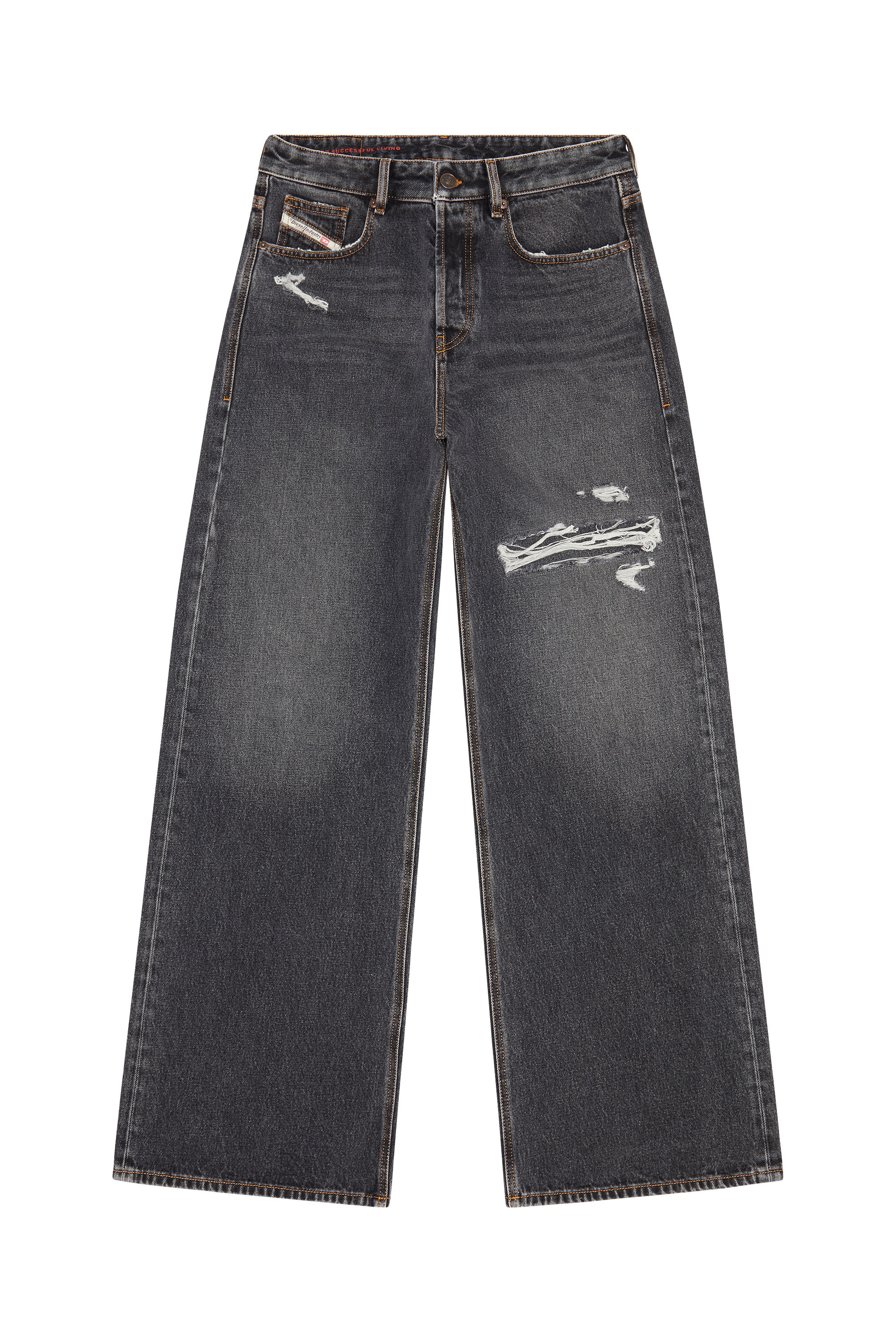 Straight Jeans D-Rise 007F6, Schwarz/Dunkelgrau - Jeans