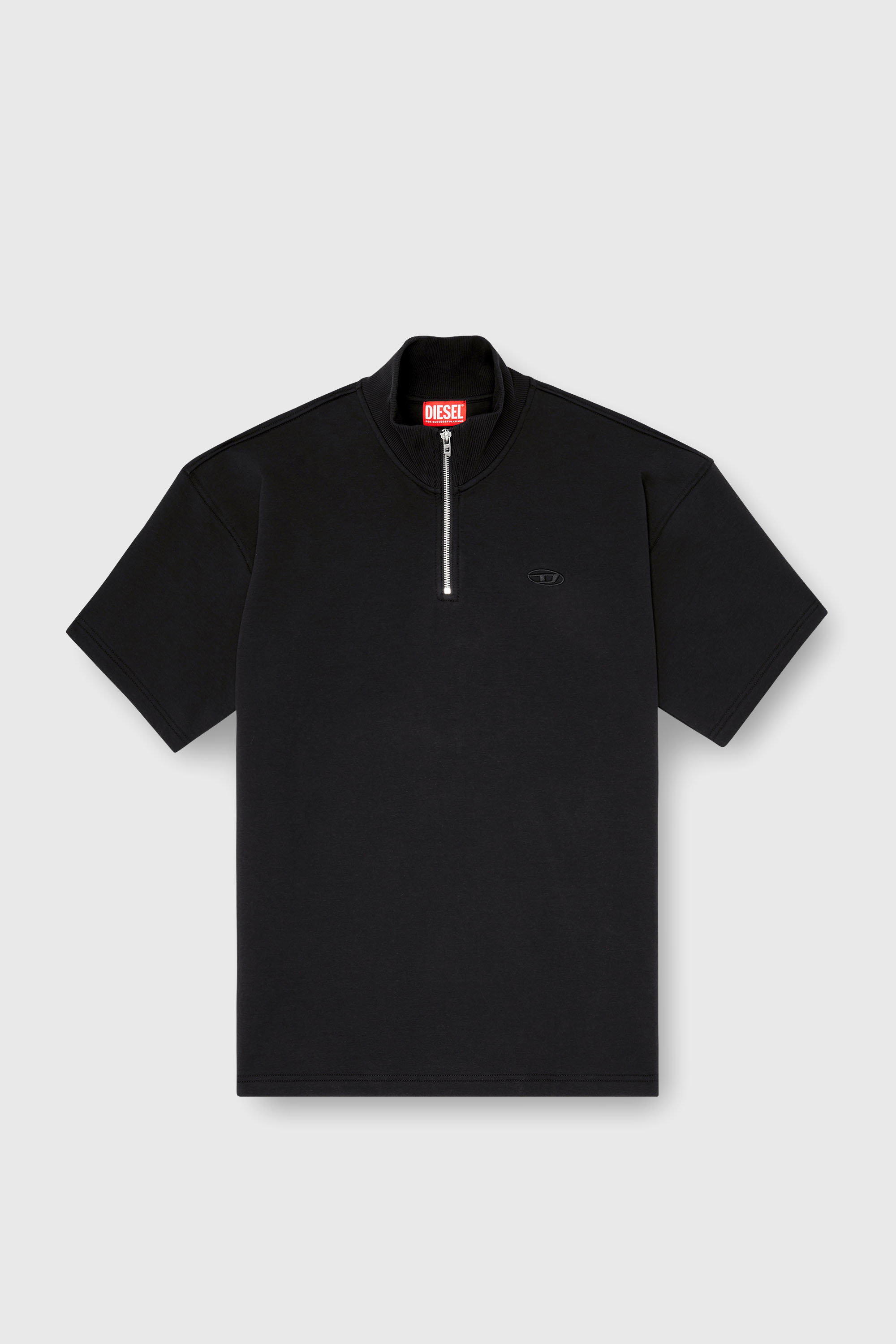 Diesel - S-CUBY, Herren Kurz&auml;rmliges Sweatshirt mit halbem zip aus leichtem Scuba in Schwarz - 2