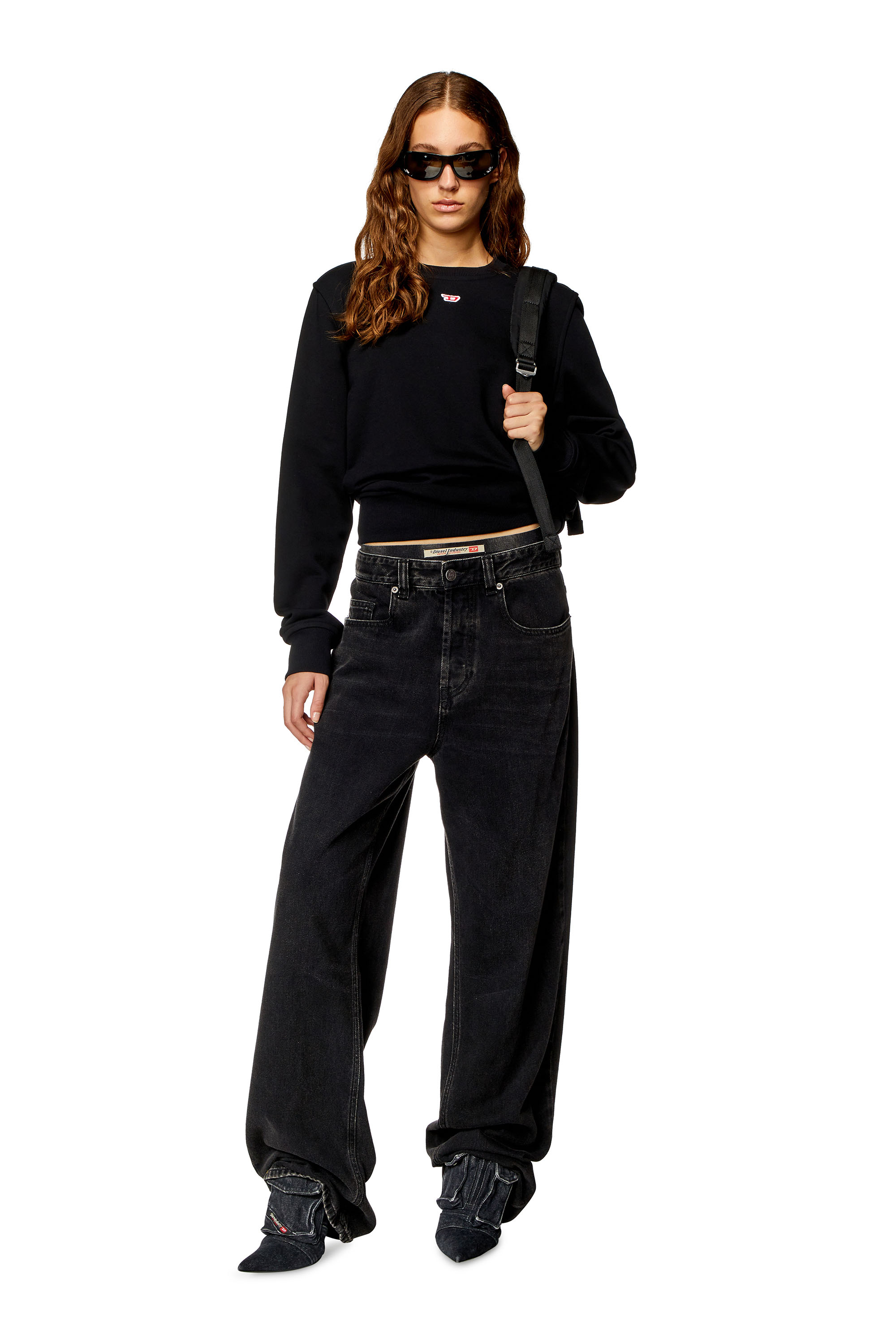 Diesel - S-GINN-D, Damen Sweatshirt mit D-Logo in Schwarz - 1