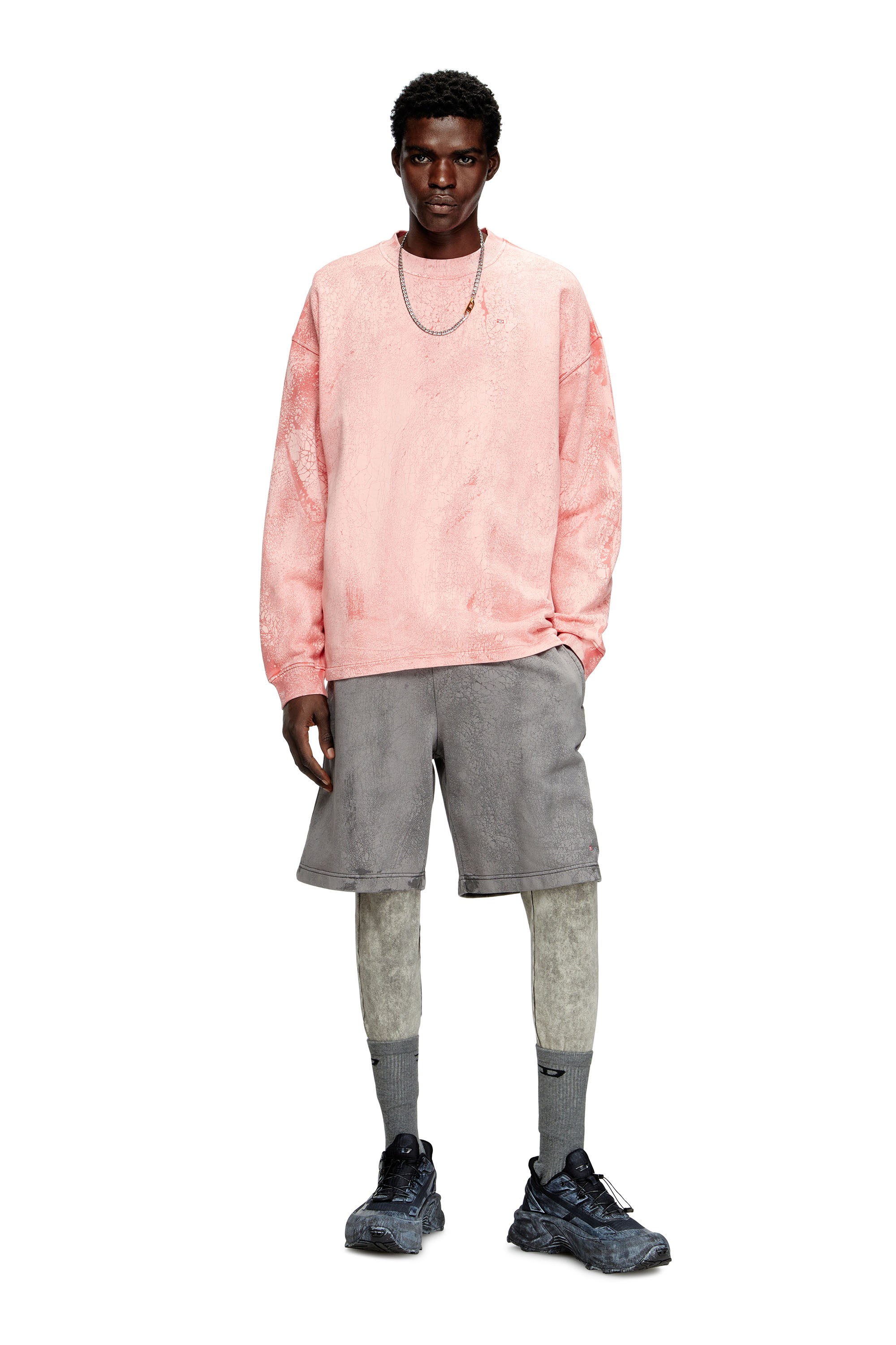 Diesel - S-BAXT-T1, Herren Gerissenes Sweatshirt mit Mikro-Logo in Rosa - 2