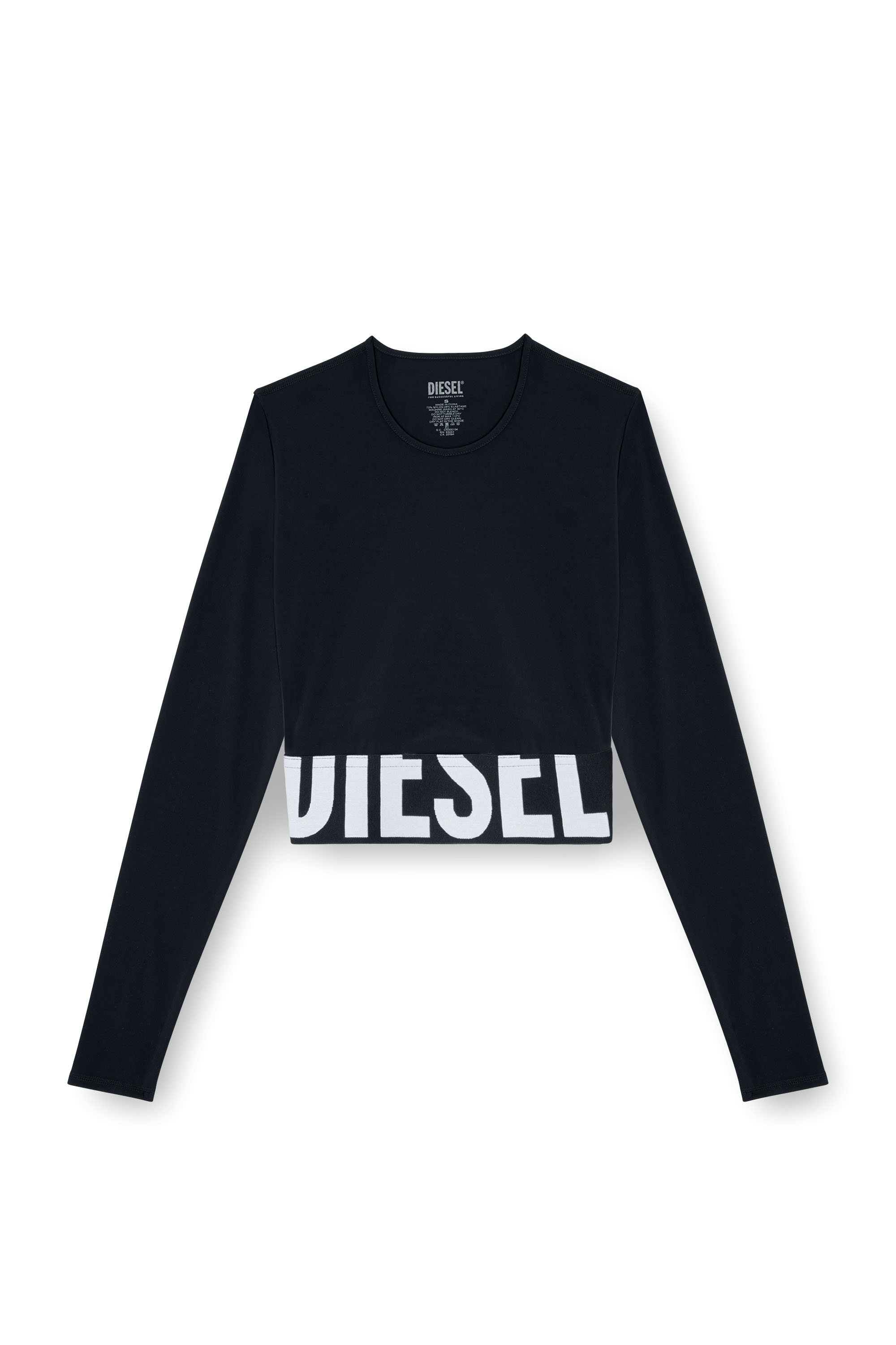 Diesel - MELISSA-D-POP, Damen Verk&uuml;rzte Oberteil aus Mikrofaser mit Cut-off-Logo in Schwarz - 2