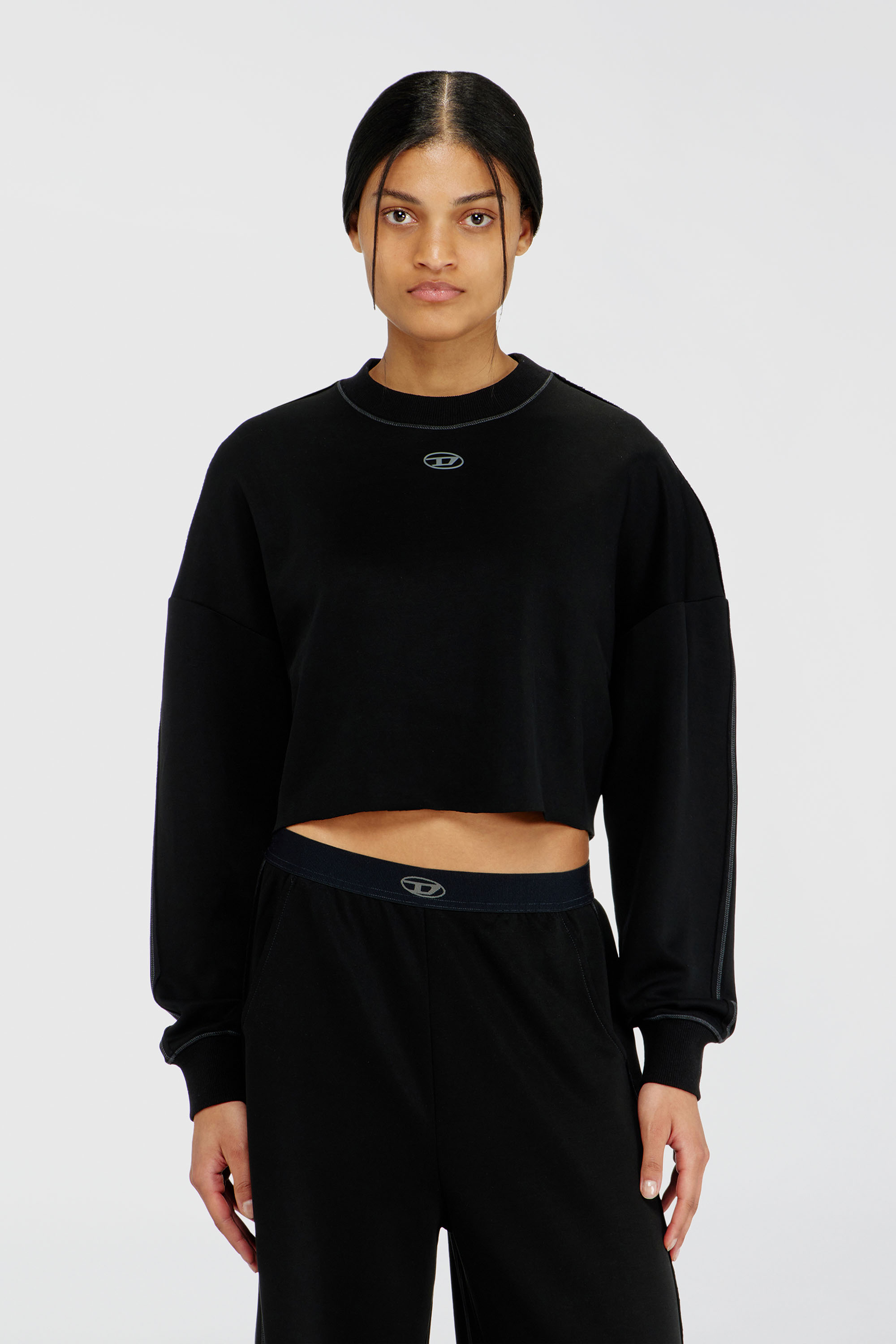 Diesel - BLAKE-UTLT, Damen Crop-Top aus leichtem stretch scuba in Schwarz - 2