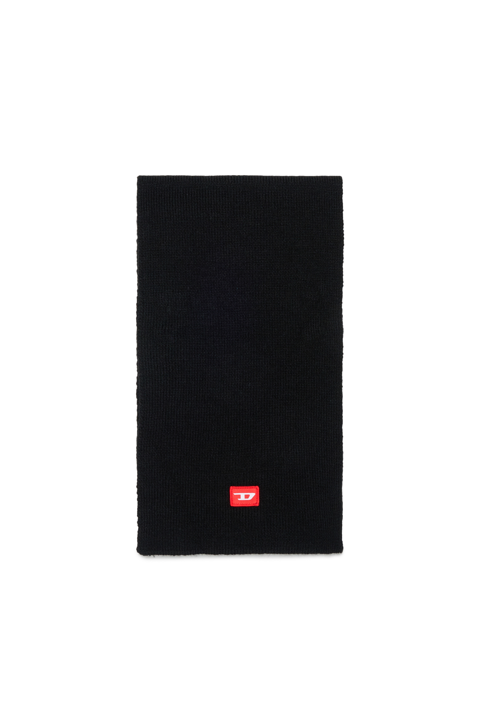 Diesel - RLOT, Unisex Schal aus Wollmischung mit D Logo patch in Schwarz - 1