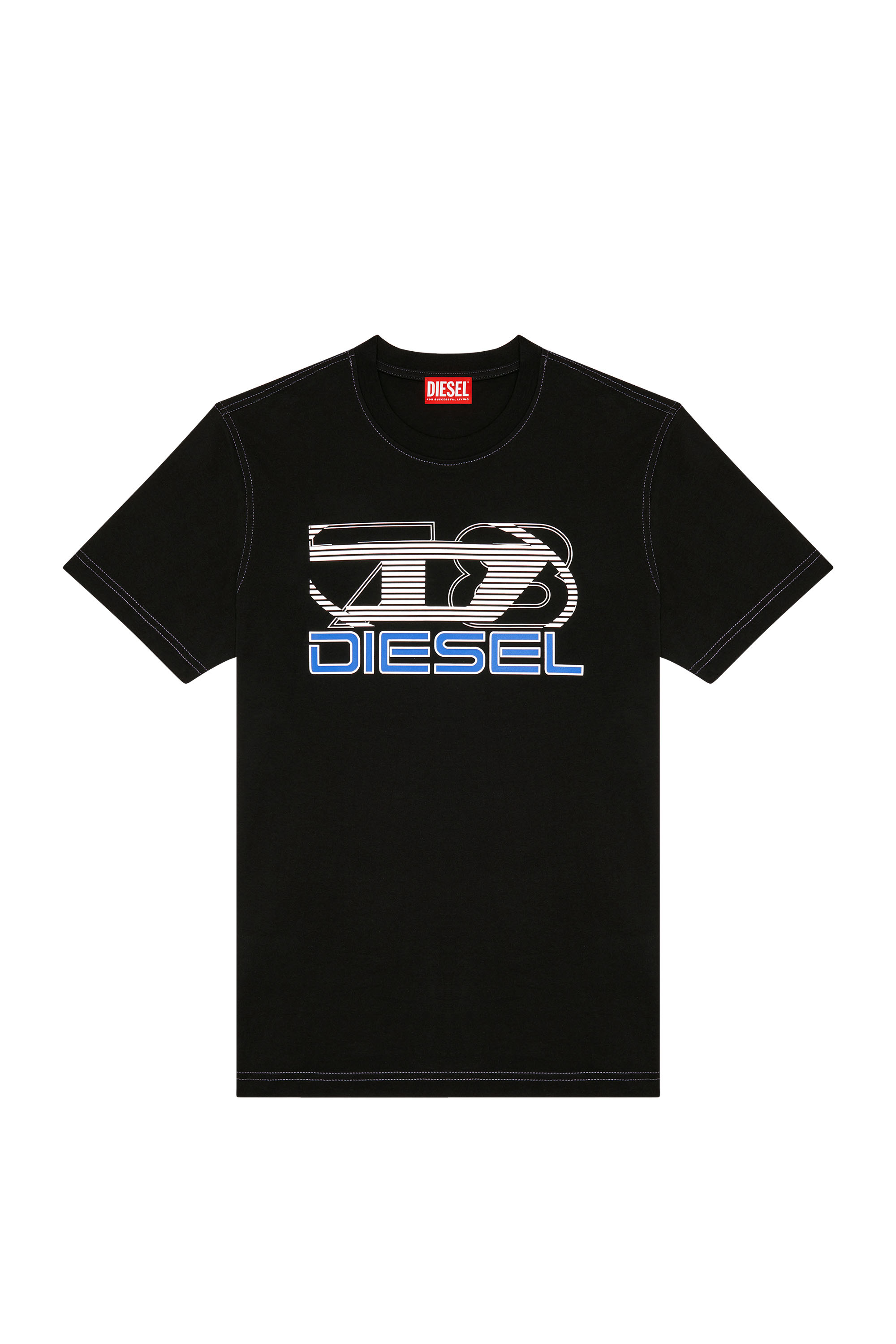 Diesel - T-DIEGOR-K74, Herren T-Shirt mit Oval D 78-Print in Schwarz - Image 3