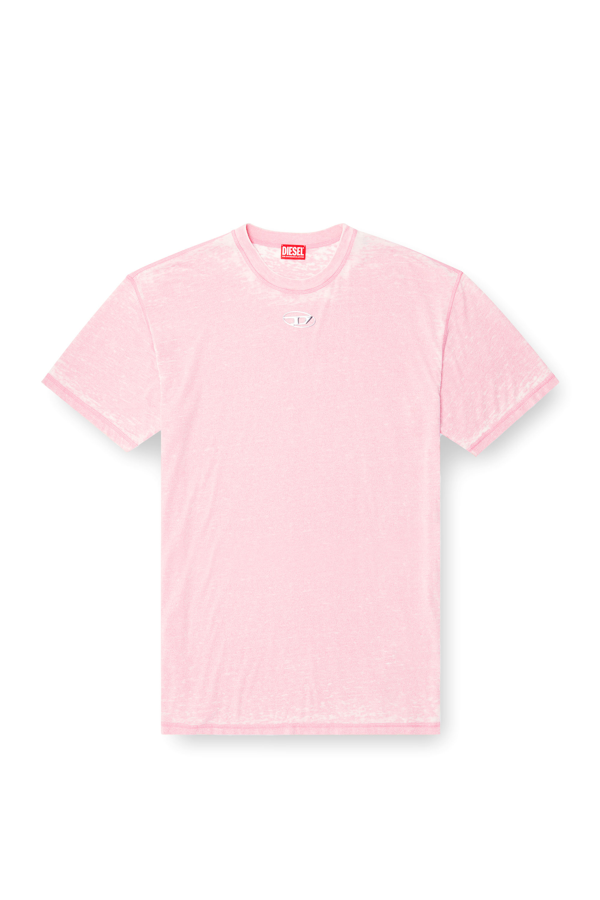 Diesel - T-BOXT-PAK, Herren Burnout-T-Shirt mit Logo aus Metall in Rosa - 3