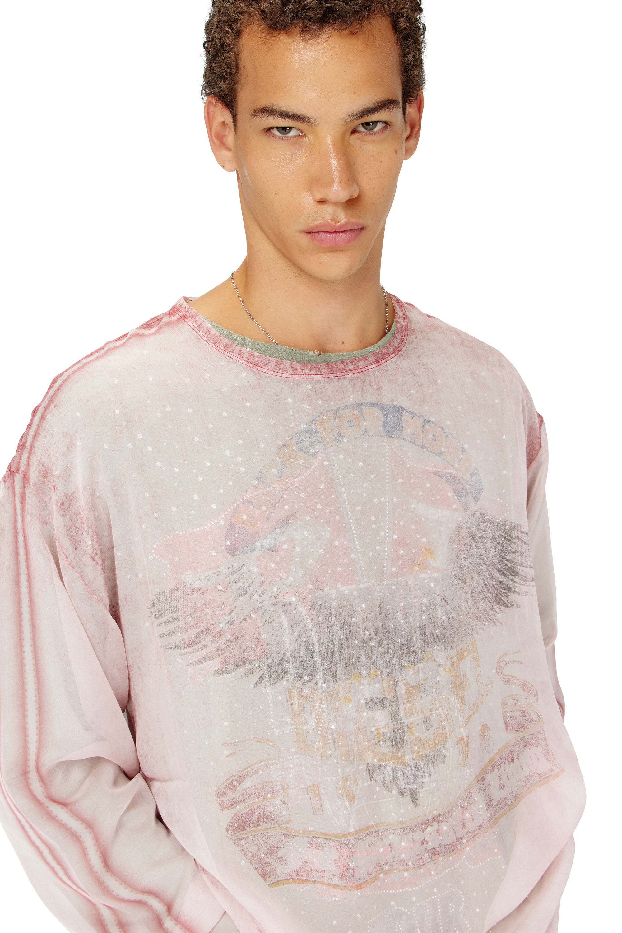 Diesel - T-DOUBLEX-LS, Herren Transparentes Chiffon-Top mit Konzertgrafiken in null - 5