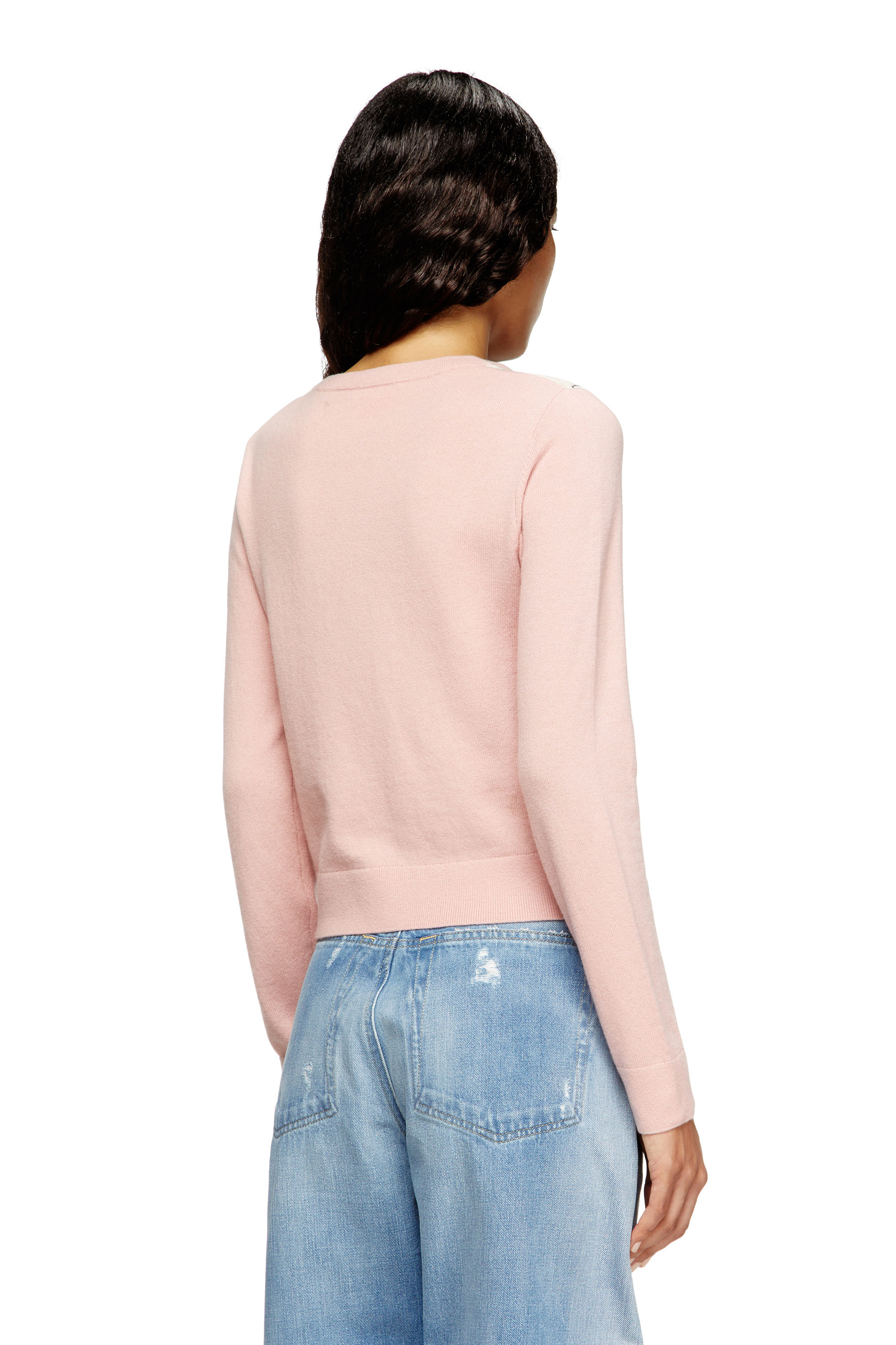 Diesel - M-ROMKO-LS, Damen Ausgeschnittener Pullover aus Argyle-Wolle in Rosa - 4