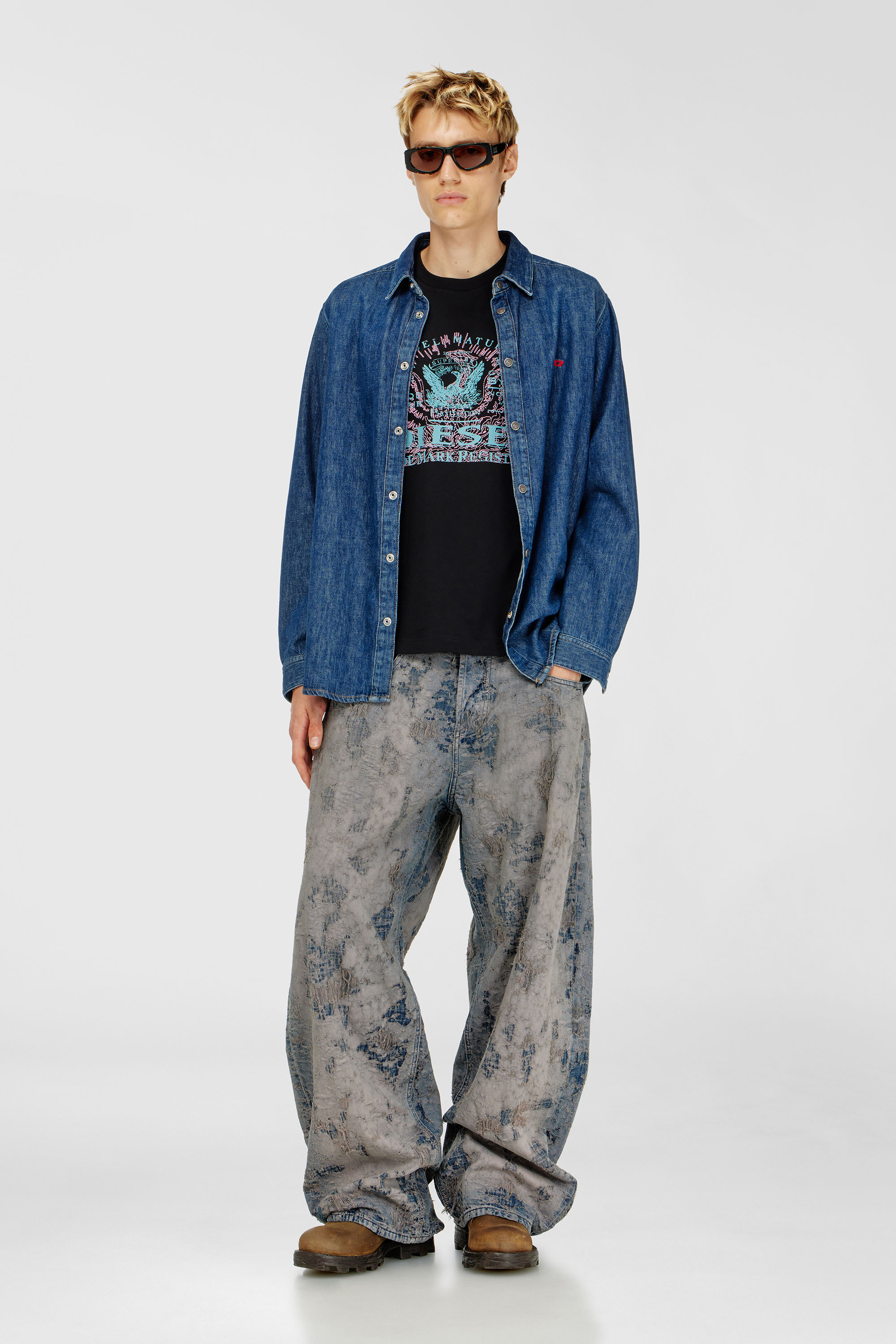 Diesel - T-JUST-FENIX-T92, Herren T-Shirt aus Baumwolle mit Grafikprint in Schwarz - 2