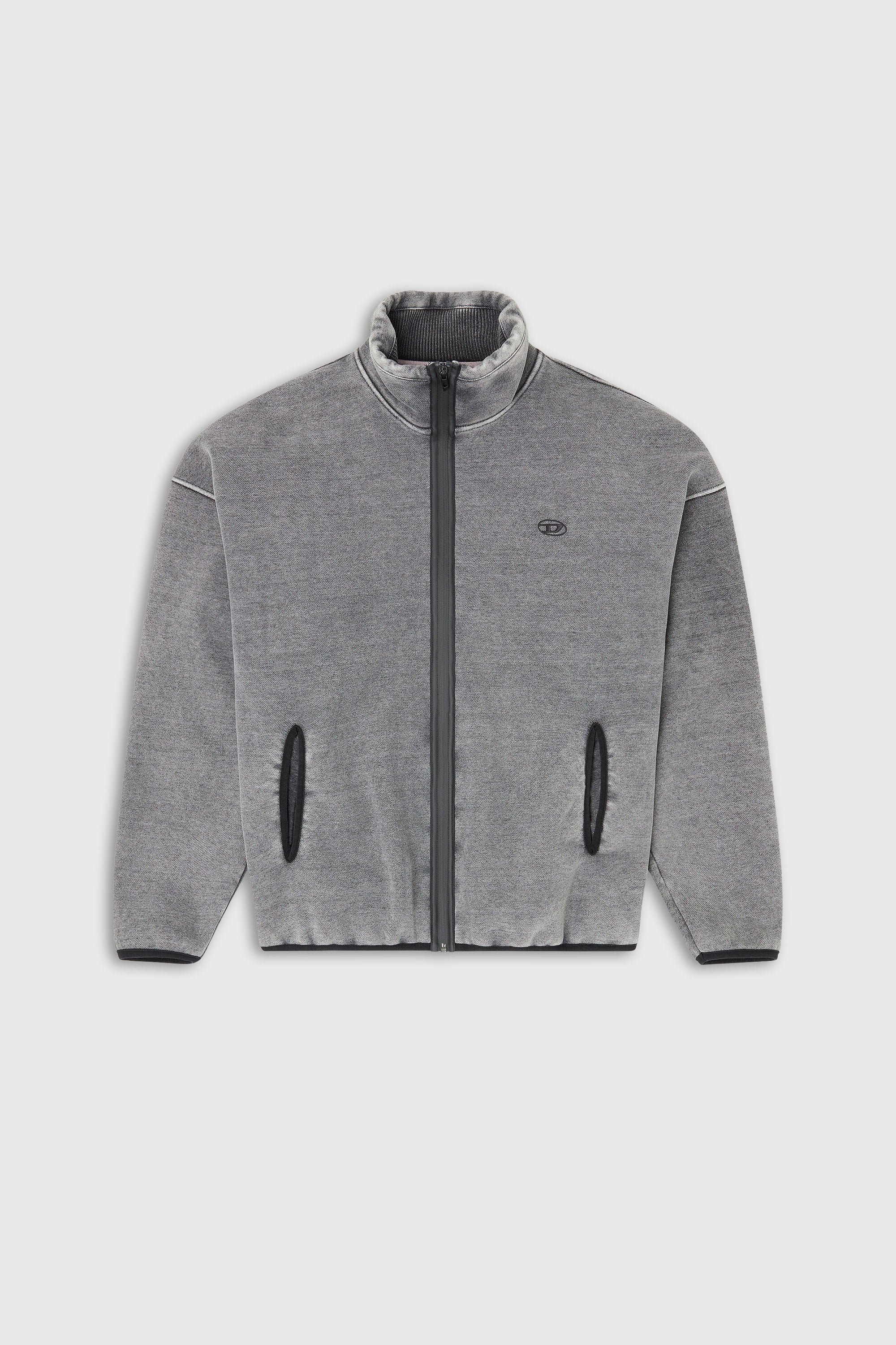 Diesel - S-BATY-NEW, Herren Sweatshirt mit Rei&szlig;verschluss und Innenfutter in Grau - 2
