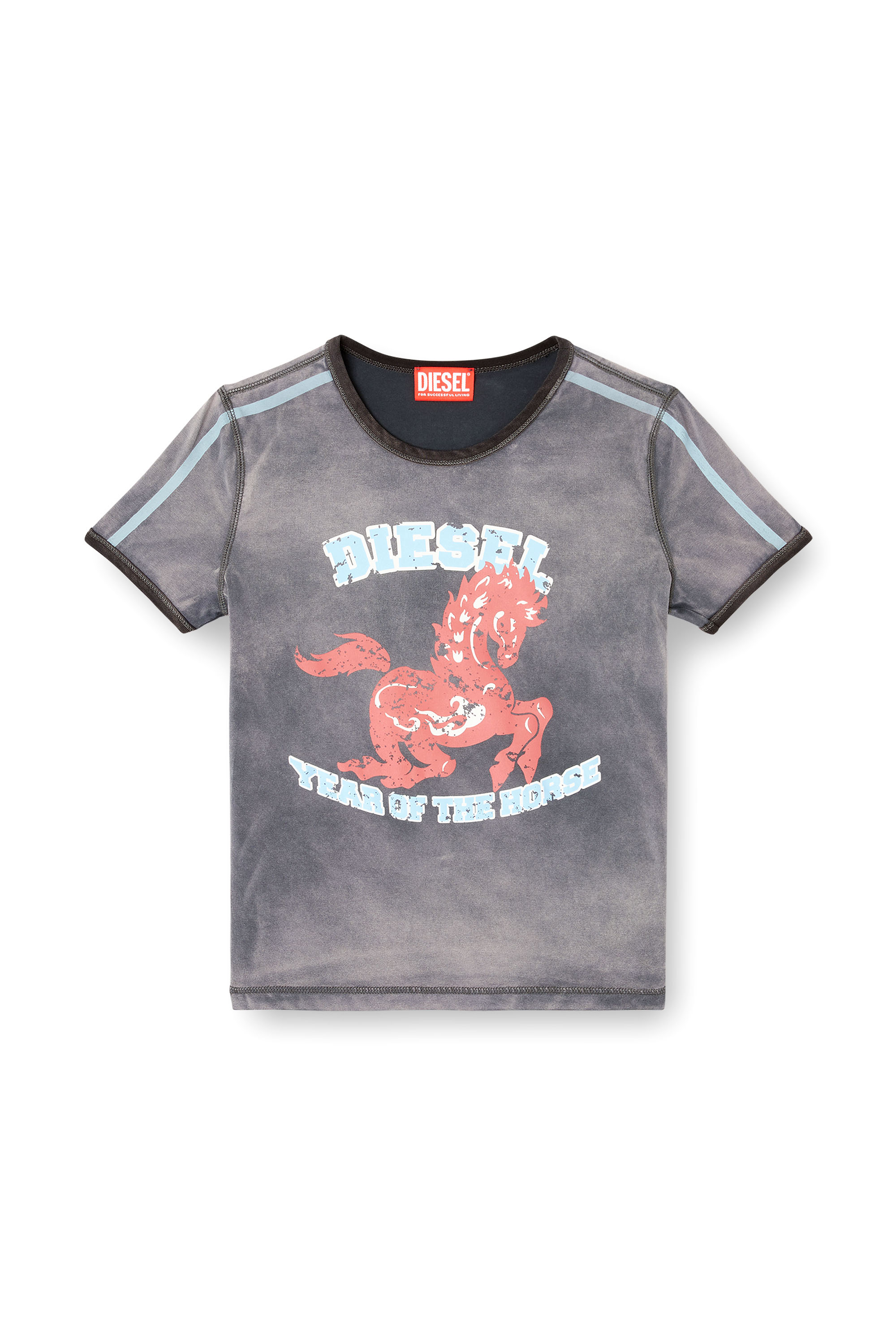 Diesel - CL-T-UNCUTIE-HORSE, Damen Baumwoll-Stretch-T-Shirt mit Pferde-Print in Schwarz - 2