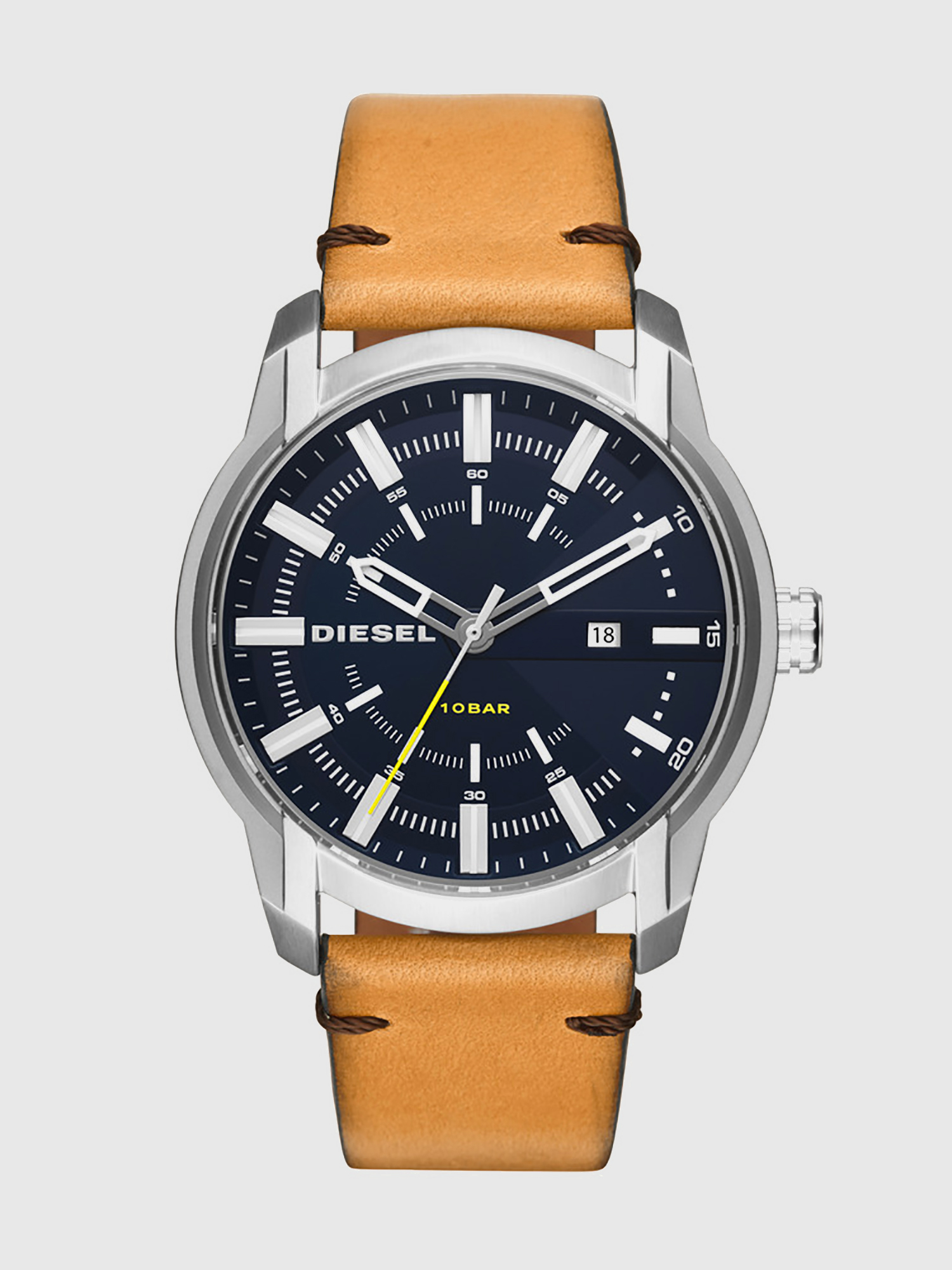 Diesel - DZ1847, Herren Uhr mit blauem Ziffernblatt und Lederarmband, 45&nbsp;mm in Beige - 1