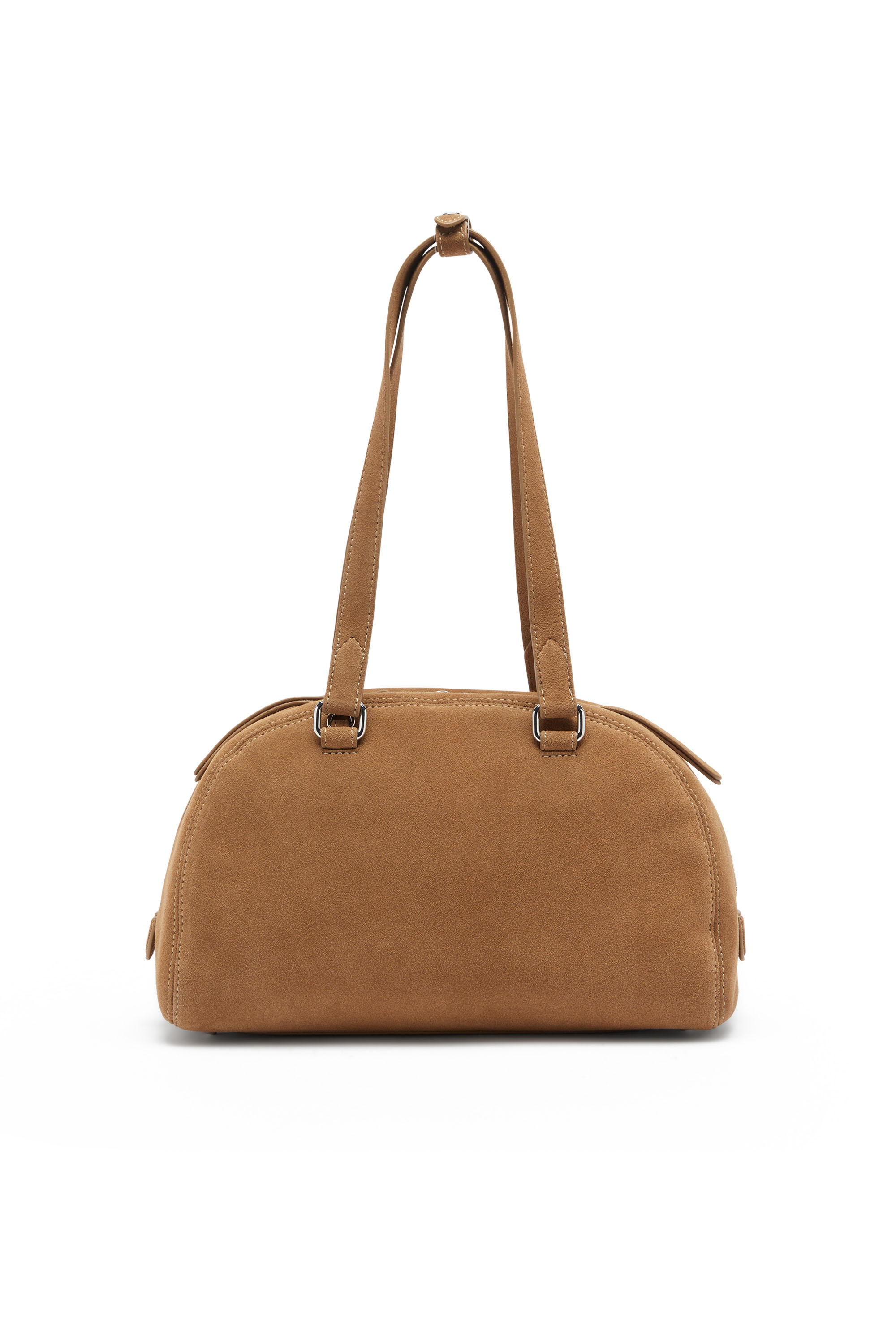 Diesel - 1DR DOME SHOULDER, Unisex 1DR Dome-Suede Schultertasche mit Oval D Logo in Beige - 3