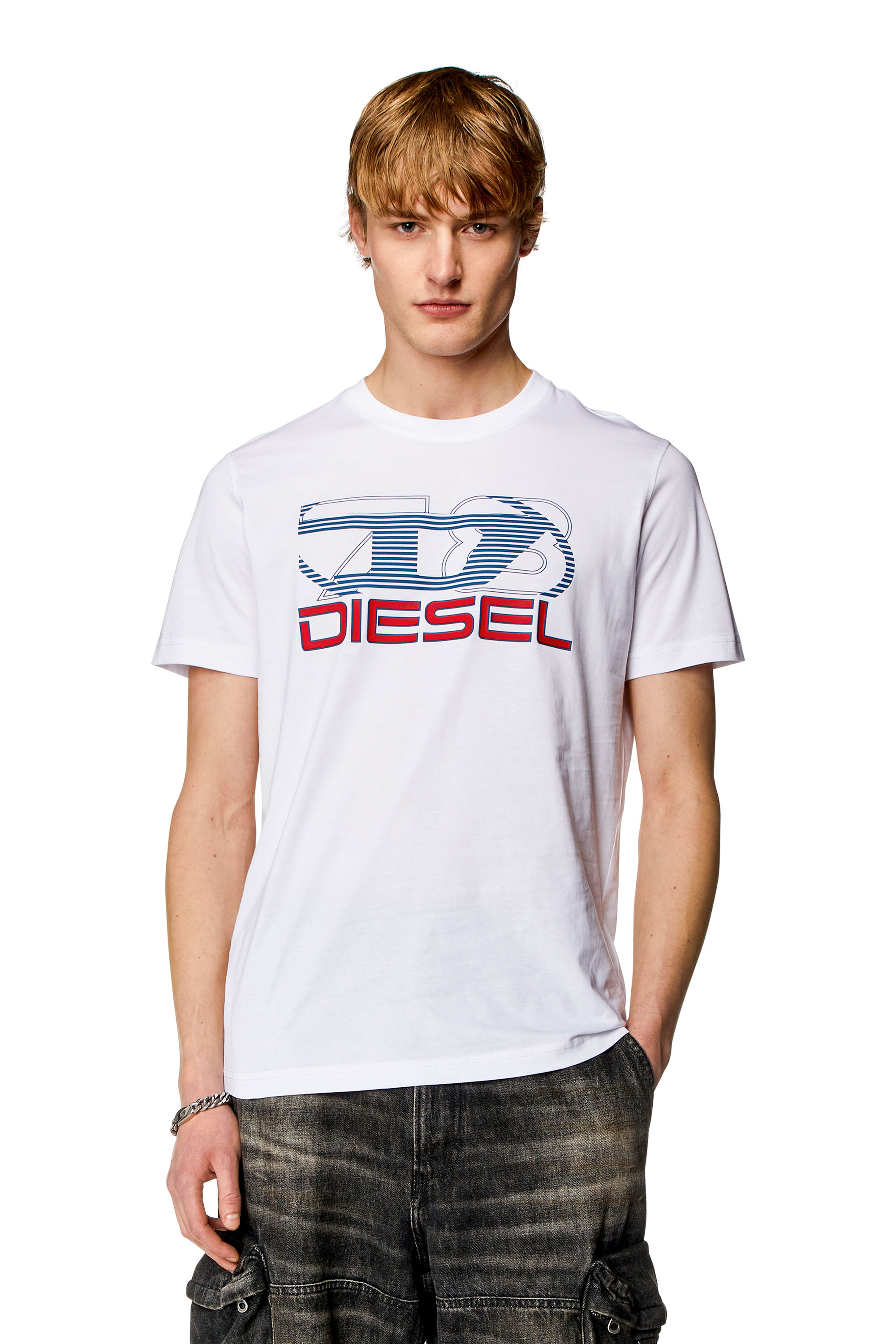 Diesel - T-DIEGOR-K74, Herren T-Shirt mit Oval D 78-Print in Weiss - Image 1