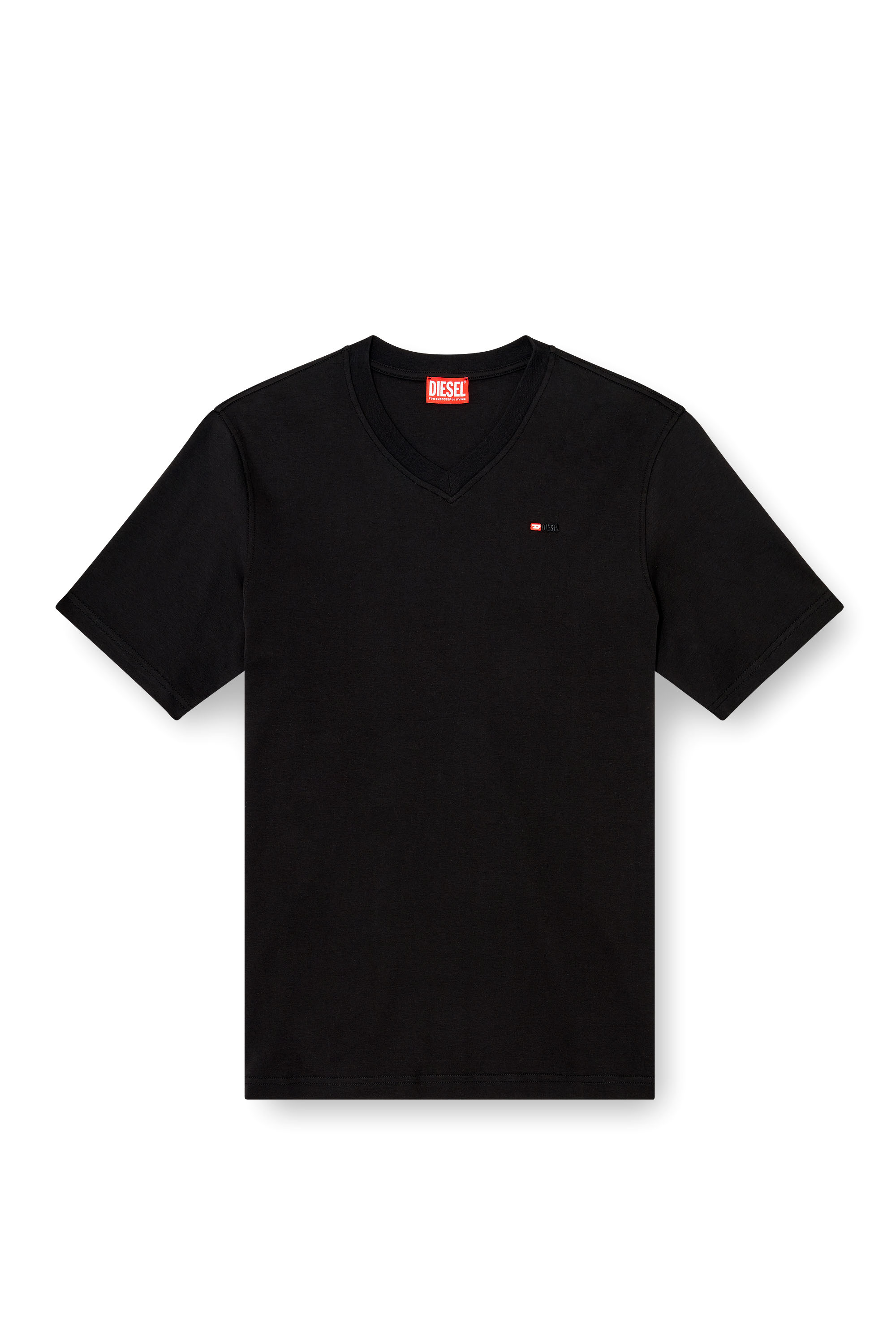 Diesel - T-ADJUST-V-MICRODIV, Herren T-Shirt mit V-Ausschnitt und Mikro-Logo-Stickerei in Schwarz - 2