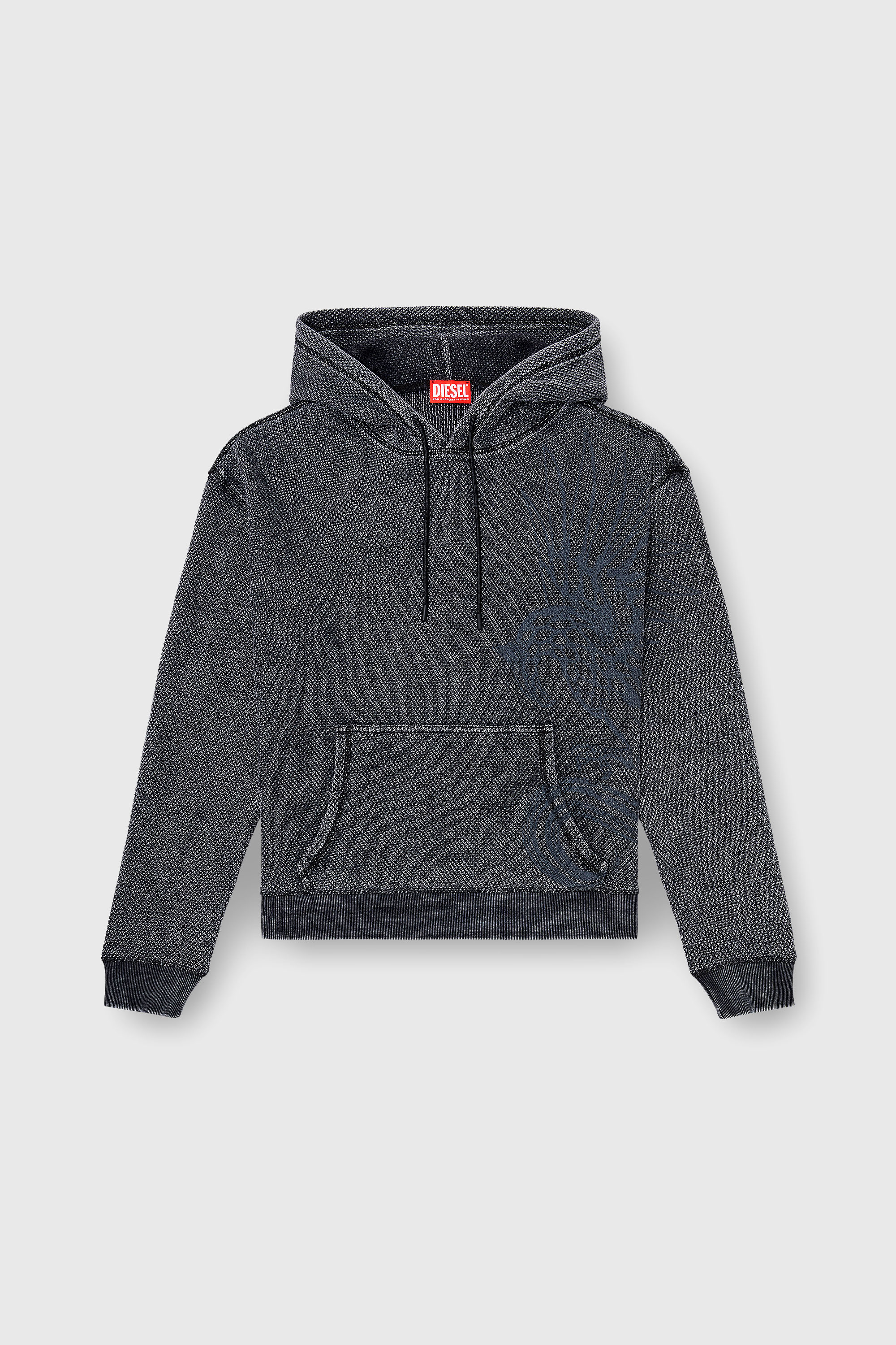 Diesel - S-NORM-HOOD-AA1, Herren Hoodie aus strukturiertem Baumwollmesh in Dunkelgrau - 2