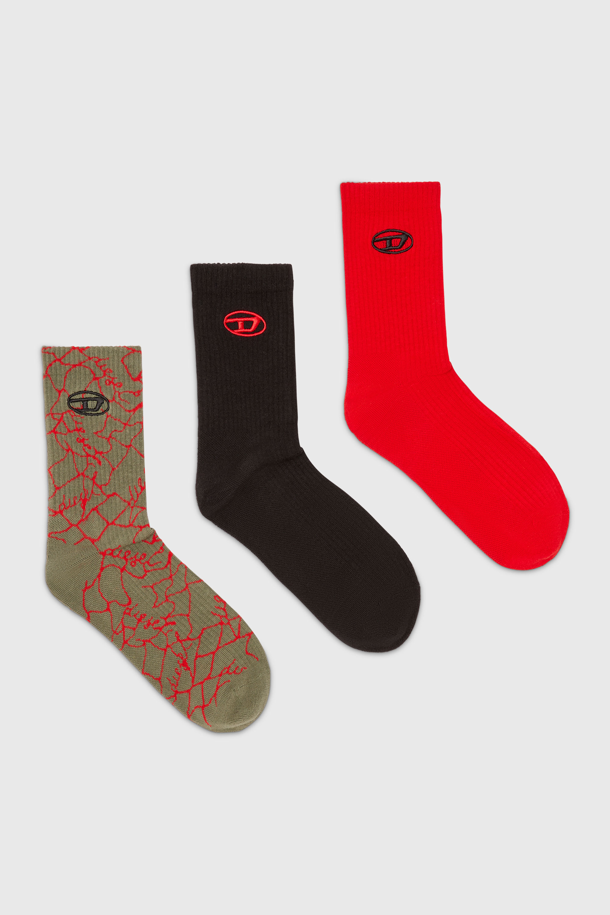 Diesel - SKM-D-TENNIS-CREW-17,5, Herren Socken mit Logo-Detail im Dreierpack in Bunt - 1