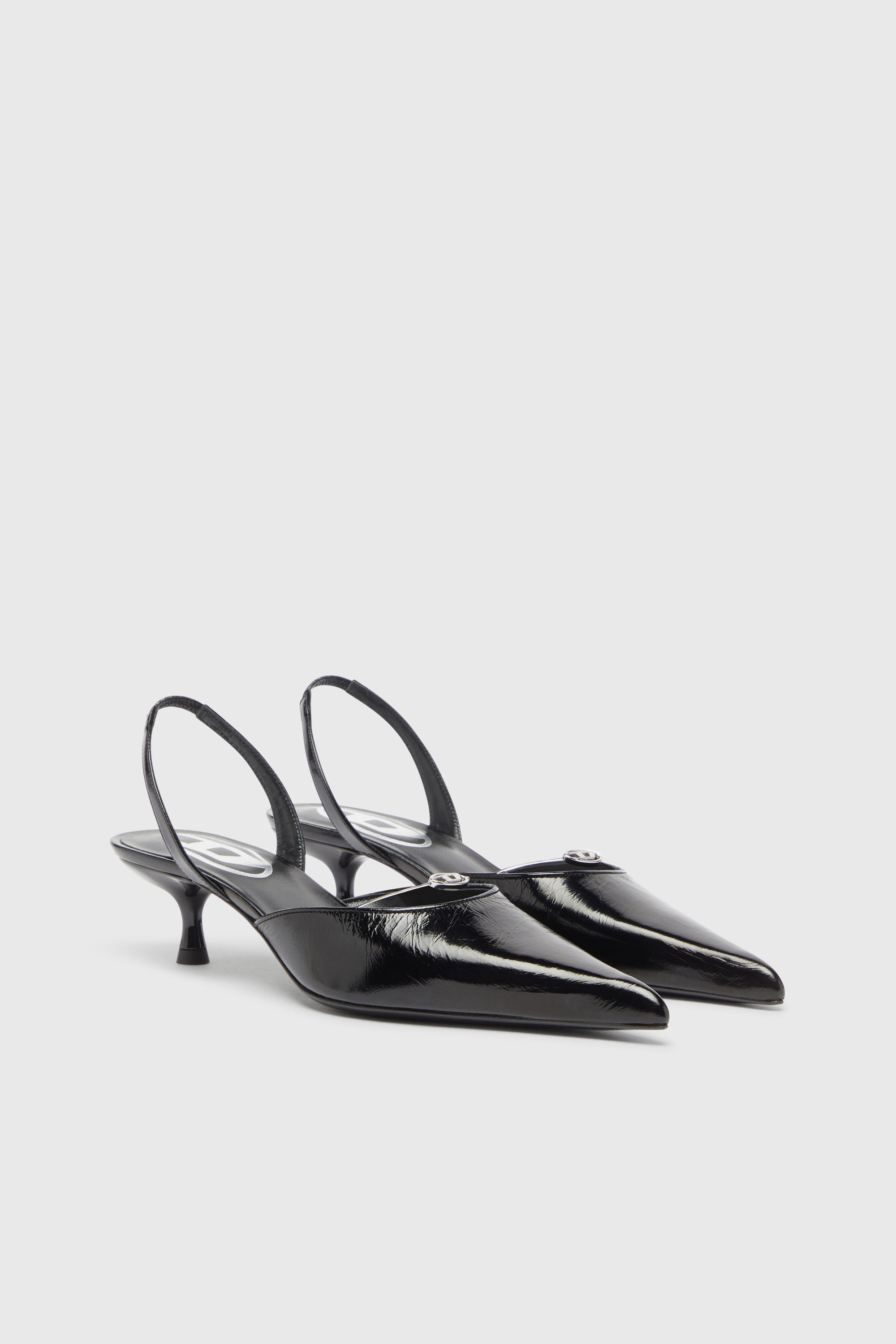 Diesel - D-JEWELS 40 D'OR, Damen D-Jewels - Lederslingbacks mit Oval D Schmuck in Schwarz - 2