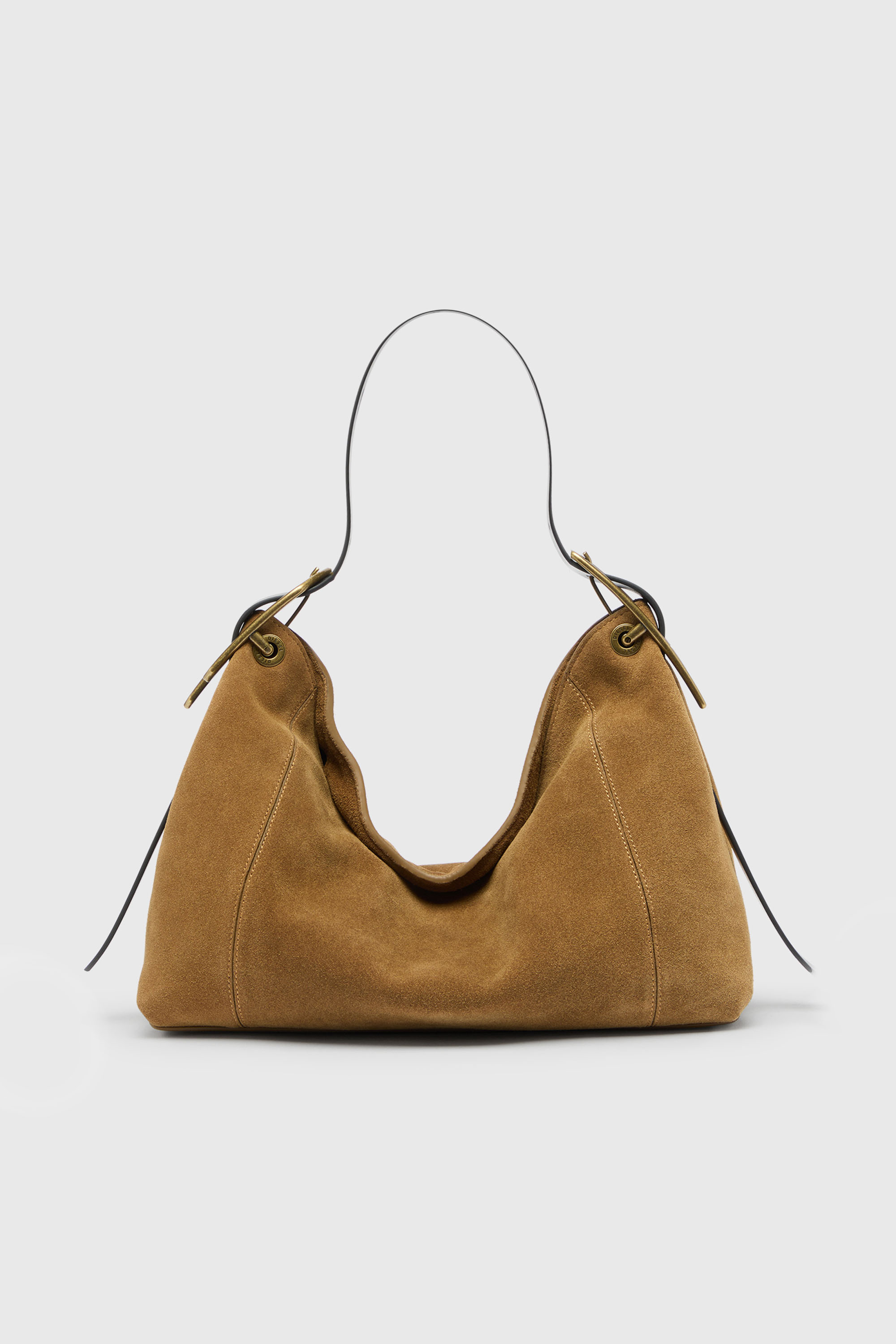 Diesel - D-LINE HOBO S, Damen D-Line Schultertasche aus gewachstem Veloursleder in Hellbraun - 1