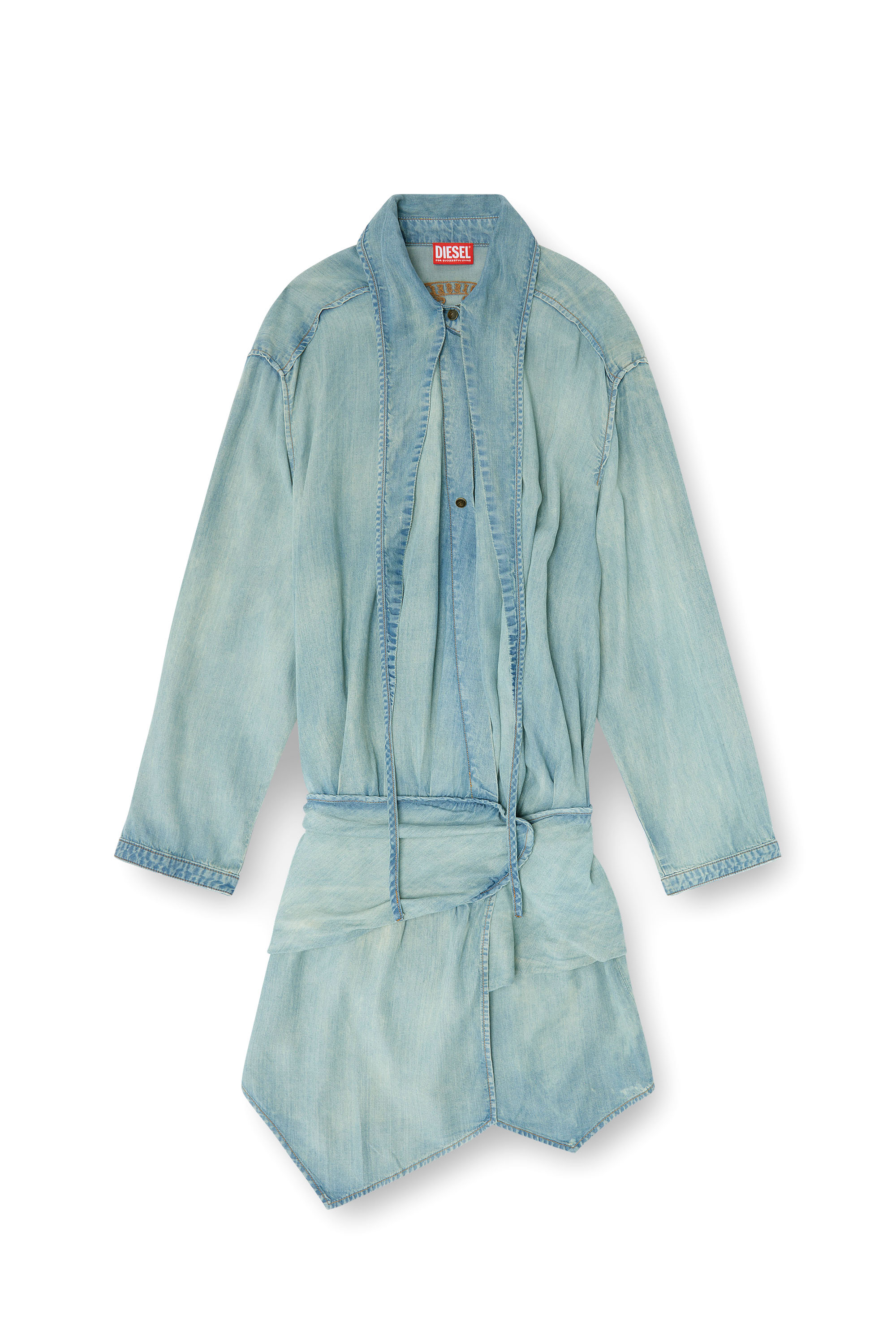 Diesel - DE-TILORA-S, Damen Oversized draped denim Hemdkleid in null - 1