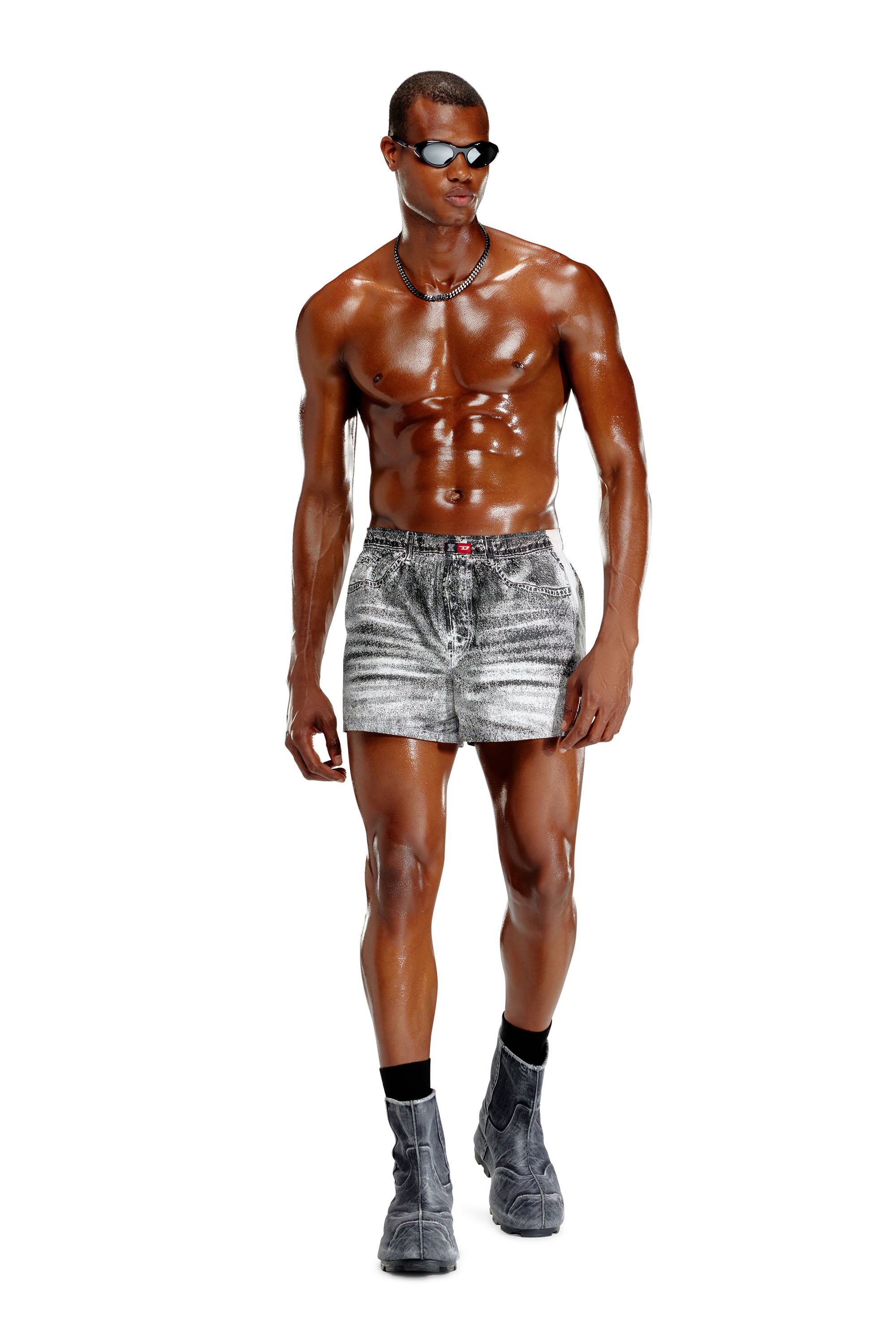 Diesel - TROMPE-BOXERS, Herren Boxershorts aus Baumwollpopeline im Denim-Look in Dunkelgrau - 2