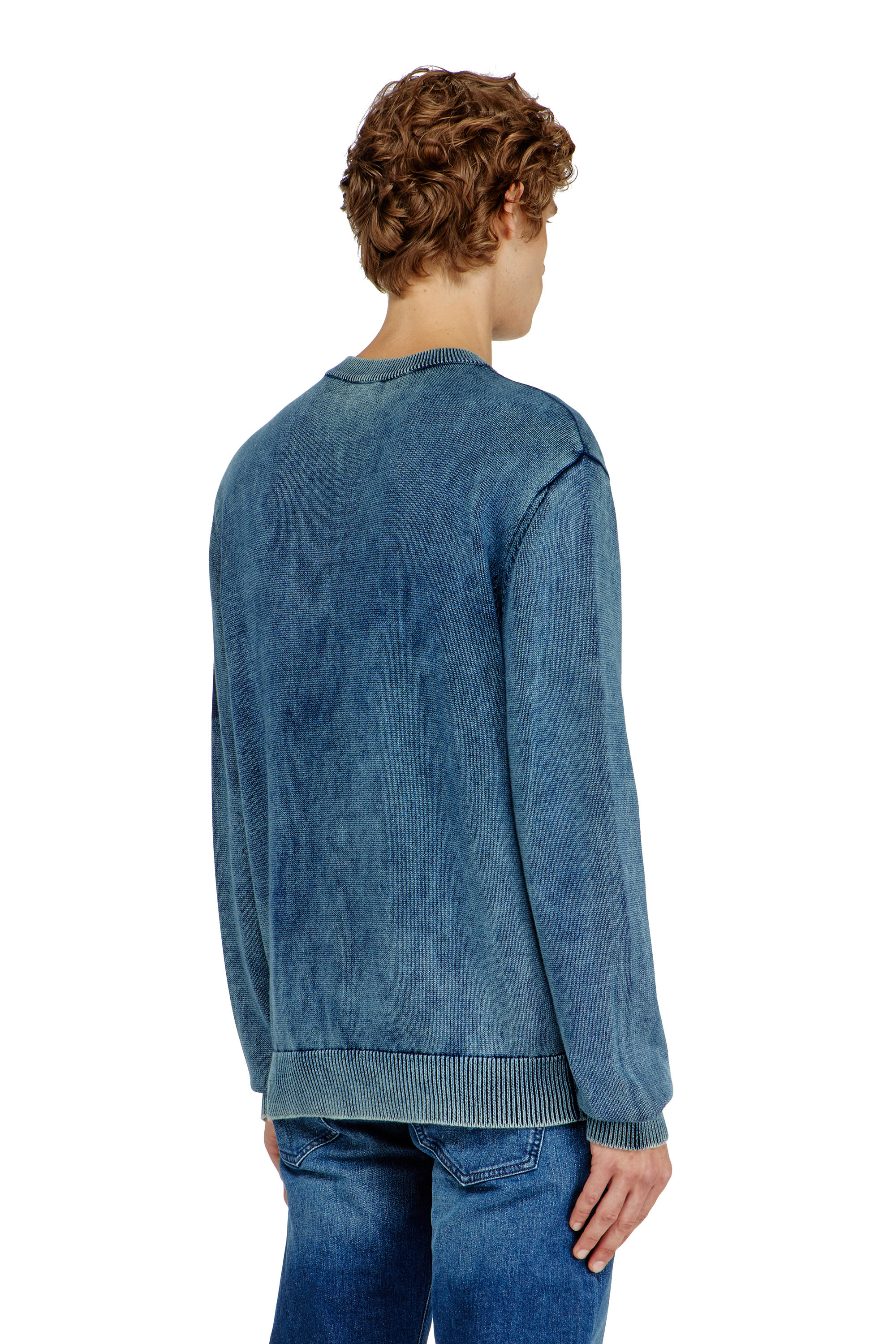 Diesel - K-PERNE, Herren Pullover in Denim-Optik mit Patch-Effekten in Mittelblau - 4