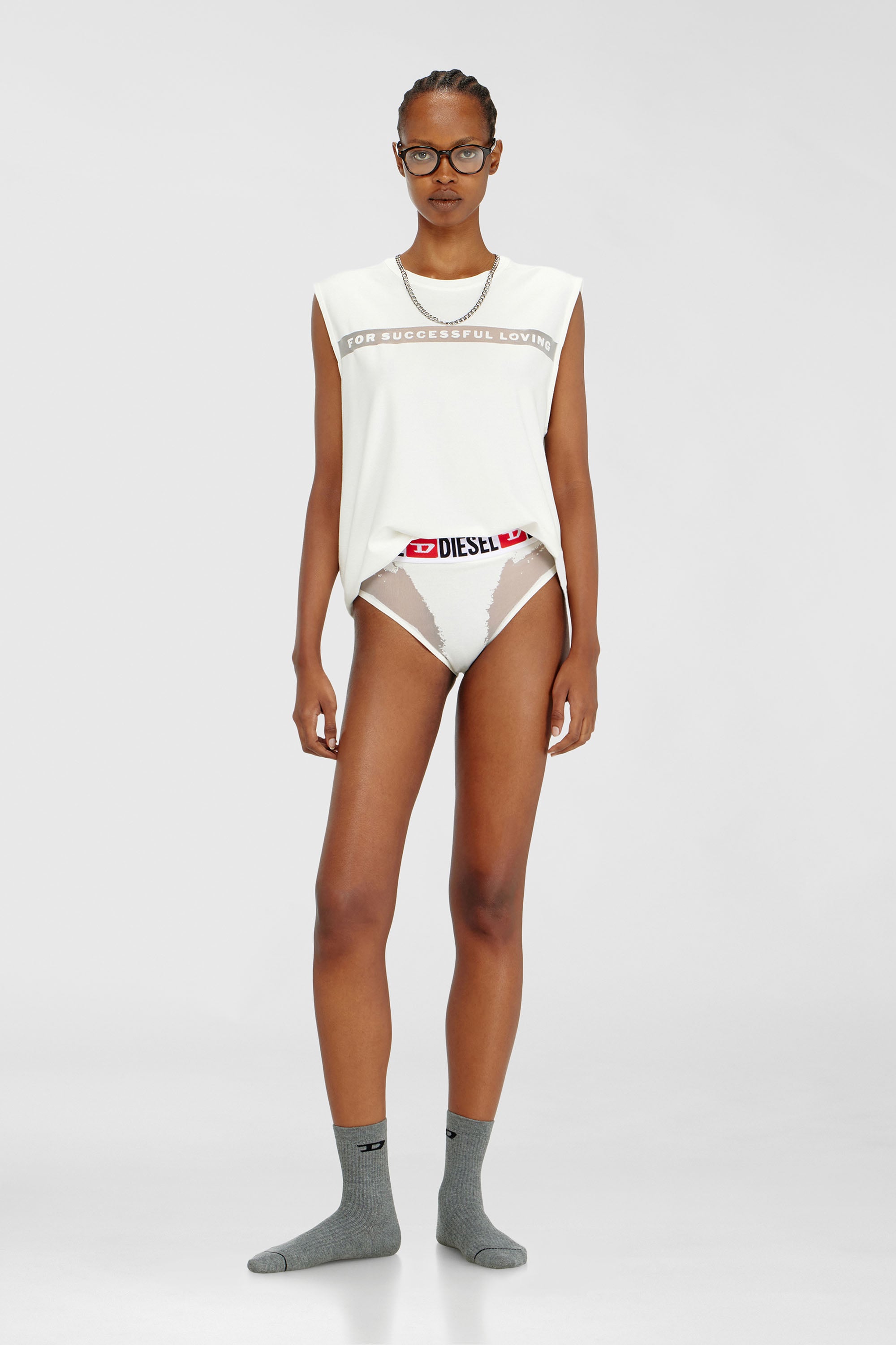 Diesel - PR-SAM-D-CORE, Damen Slips mit transparentem Devor&eacute;-Effekt in Wei&szlig; - 2