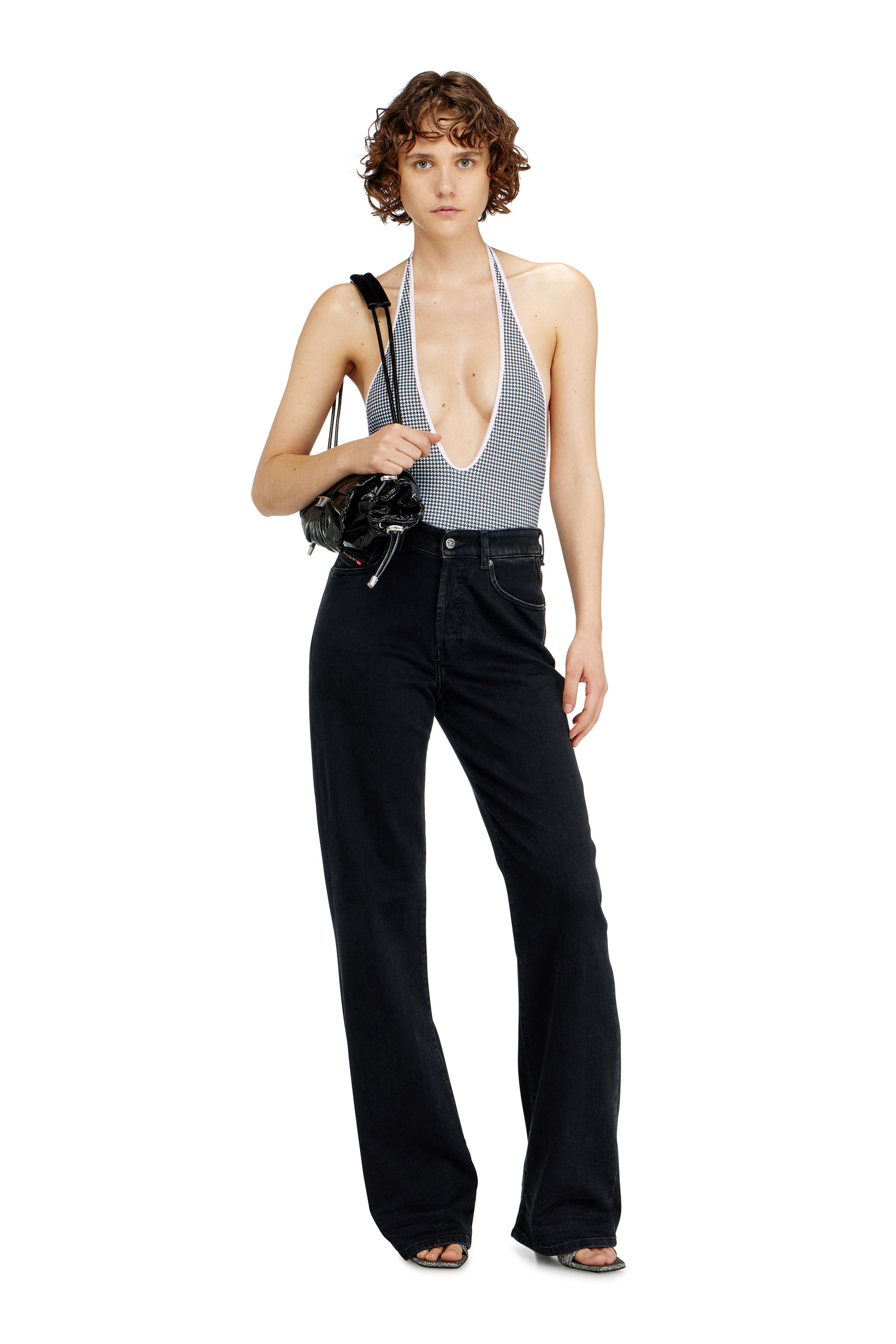 Diesel - ALLIE-D-CORE, Damen Badeanzug mit Hahnentritt-Muster in Grau - 4