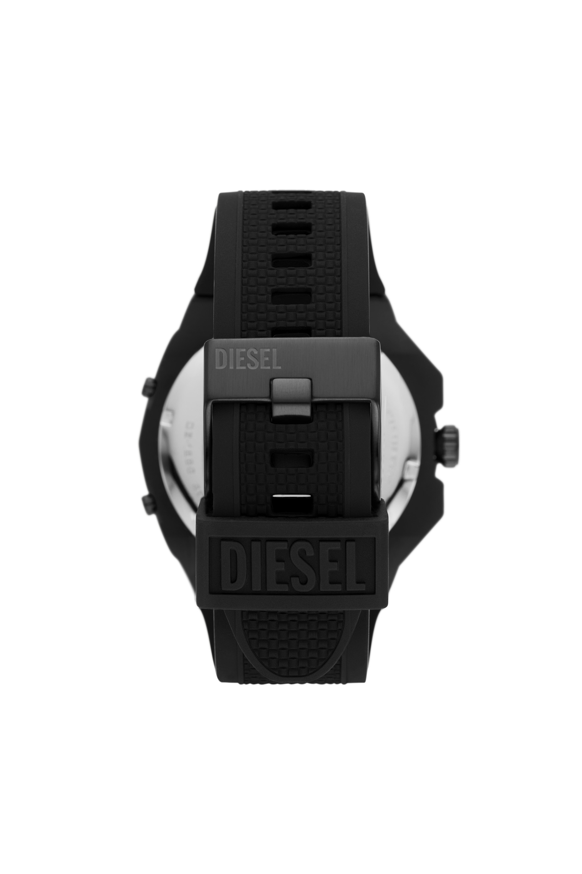 Diesel - DZ1986, Herren Schwarze Framed Silikon-Armbanduhr mit drei Zeigern in Schwarz - 2
