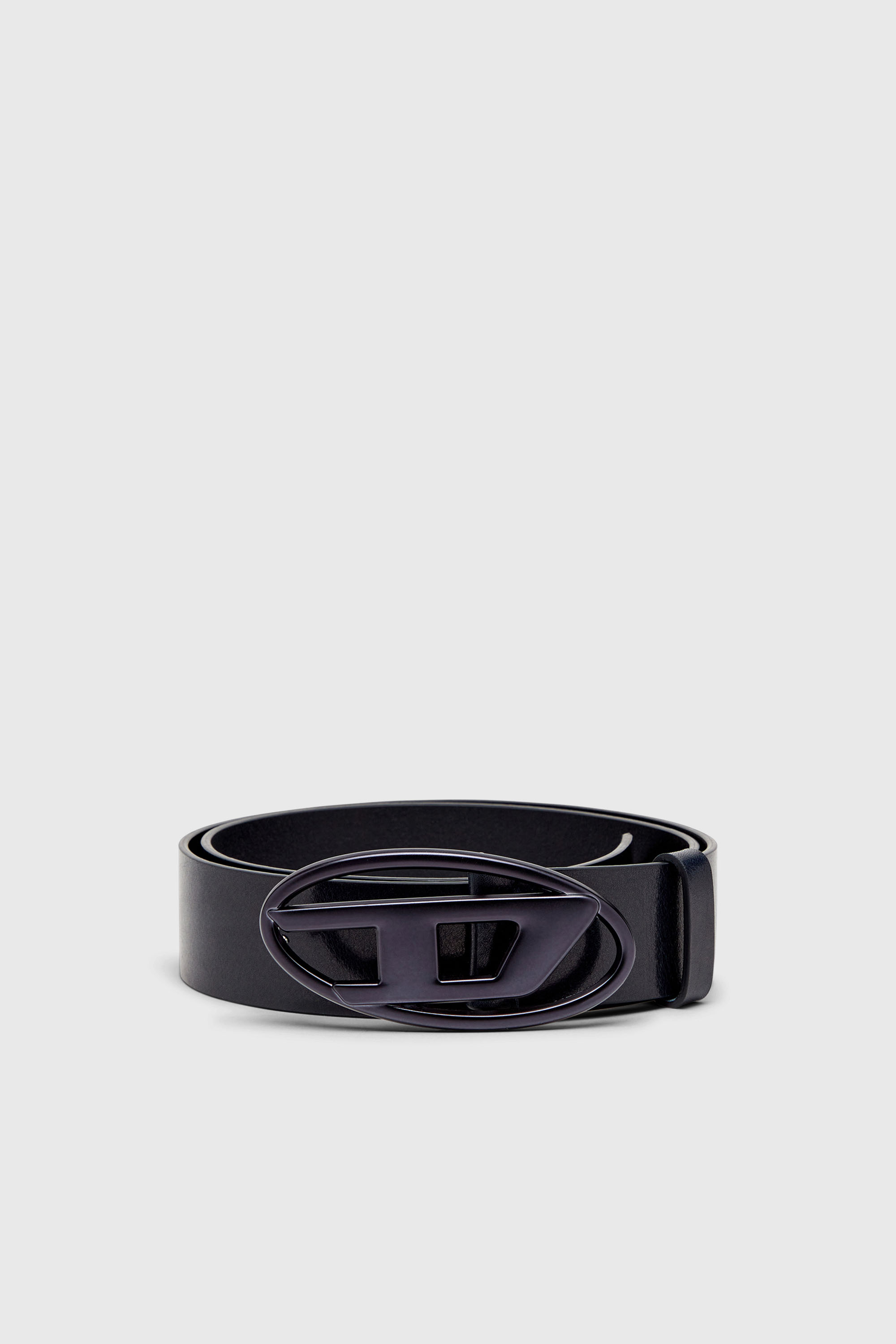 Diesel - B-1DR, Unisex 3.9cm G&uuml;rtel aus Leder mit Metallic-Oval D-Schnalle in Dunkelblau - 1