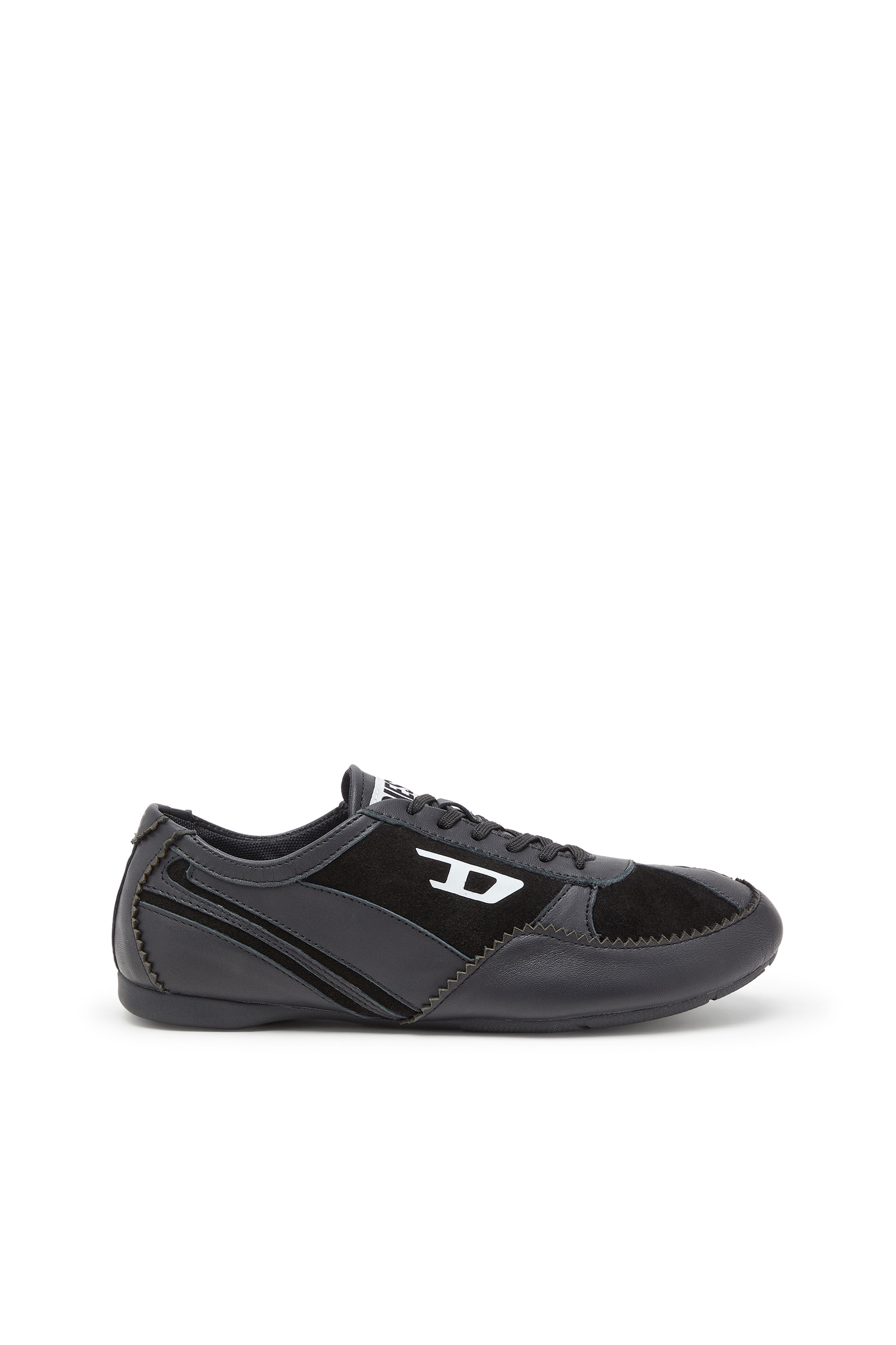 Diesel - D-MILE LOW W, Damen D-Mile-Flat-Sneaker aus Leder und Veloursleder in Schwarz - 1