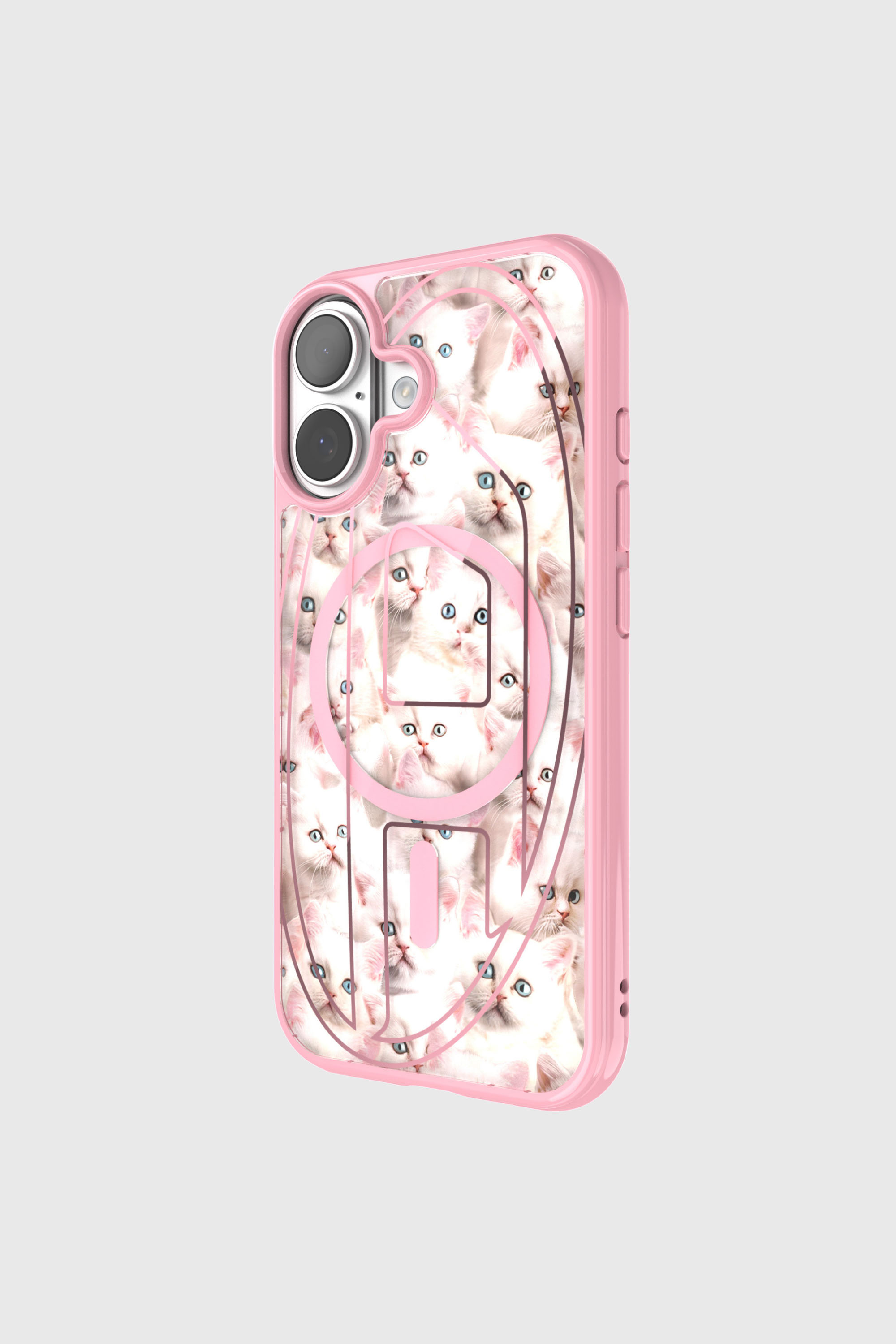 Diesel - 60423 AOP CASE, Unisex Oval D Cats H&uuml;lle mit Magsafe f&uuml;r iPhone 17 in Rosa - 3