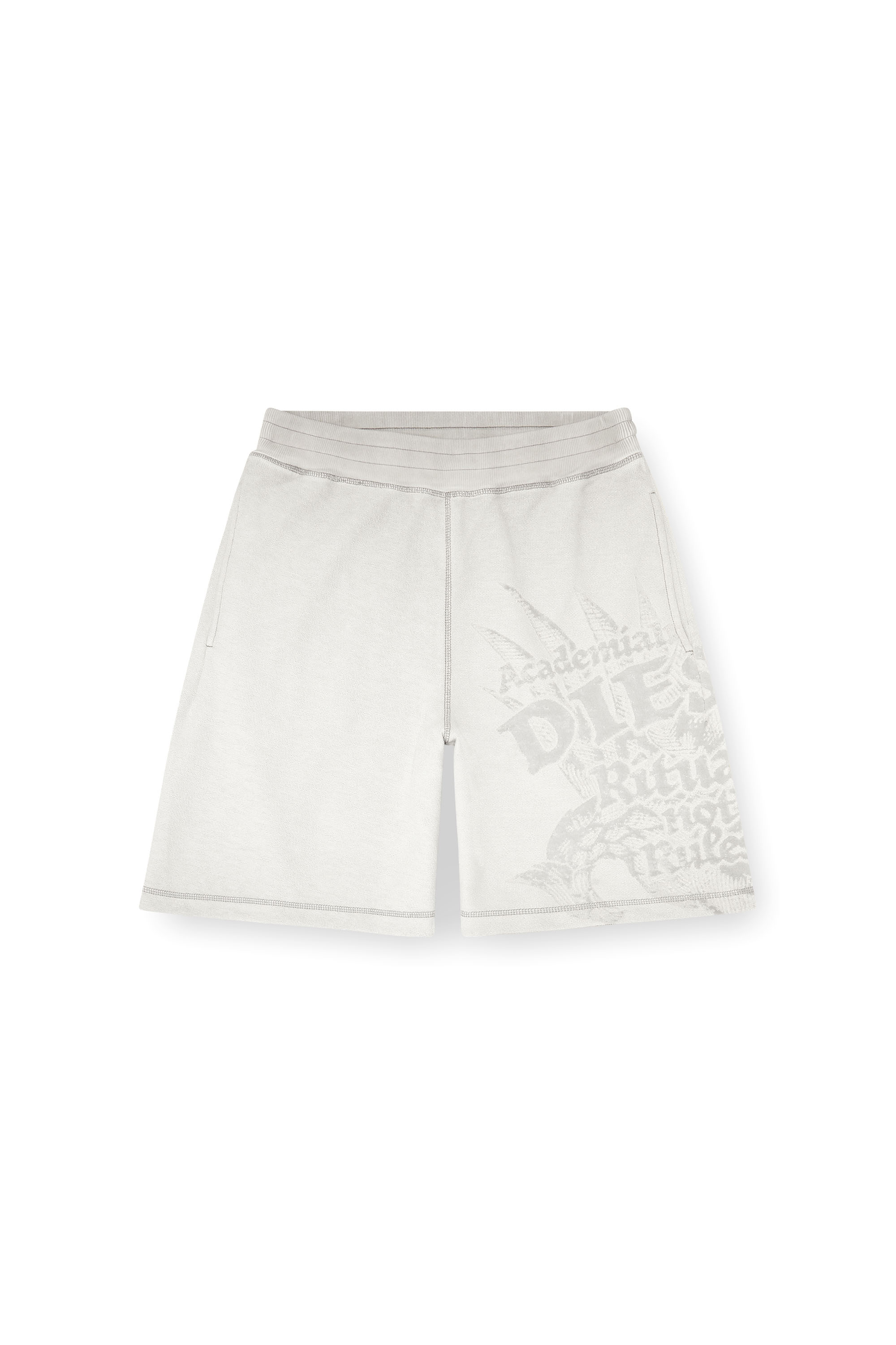 Diesel - P-RAWCROW, Herren Sweatshorts mit D&eacute;vor&eacute;-Motiven in Hellgrau - 4