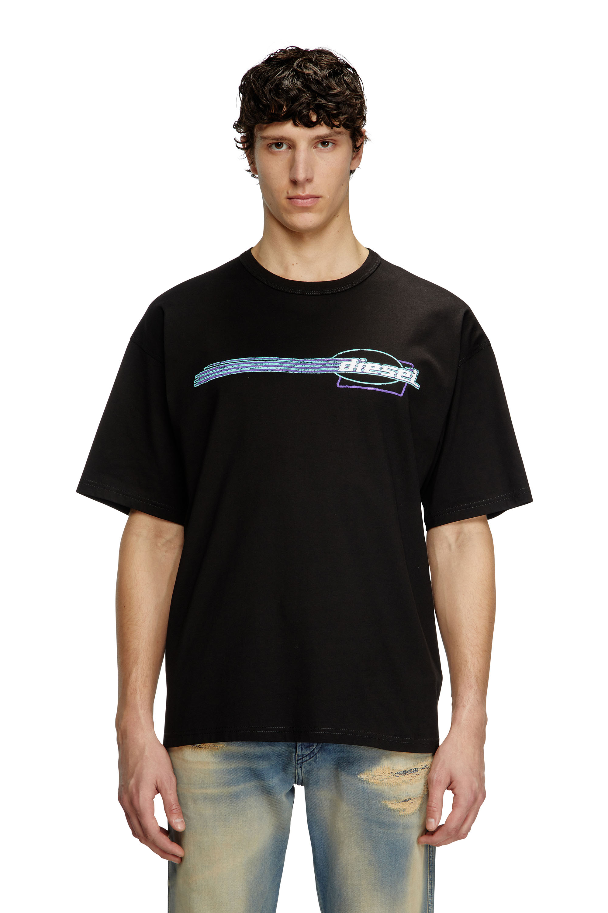 Diesel - T-BOXT-R16, Herren T-Shirt mit beflockten Logo-Grafiken in Schwarz - 1