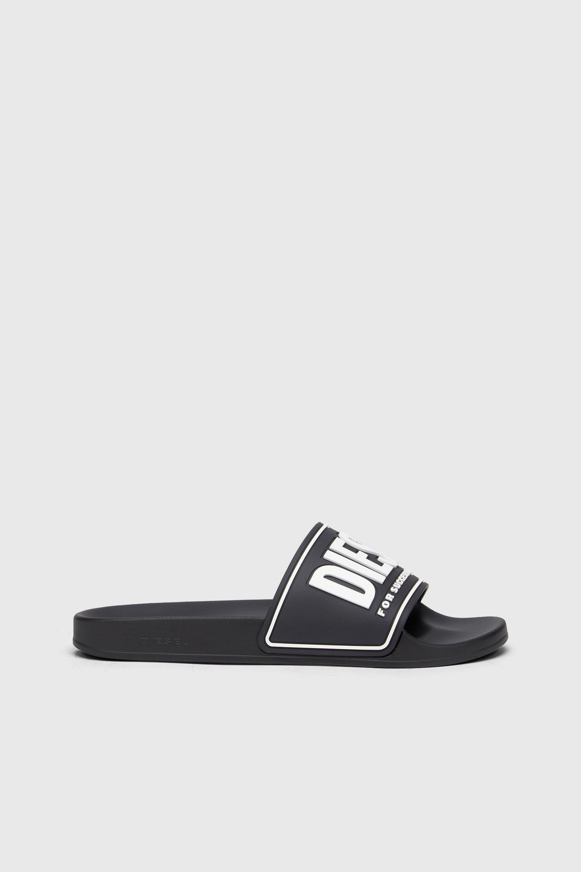 Diesel - SA-MAYEMI CC, Herren Sa-Mayemi-Badeschlappen mit 3D-Logo in Schwarz/Wei&szlig; - 1