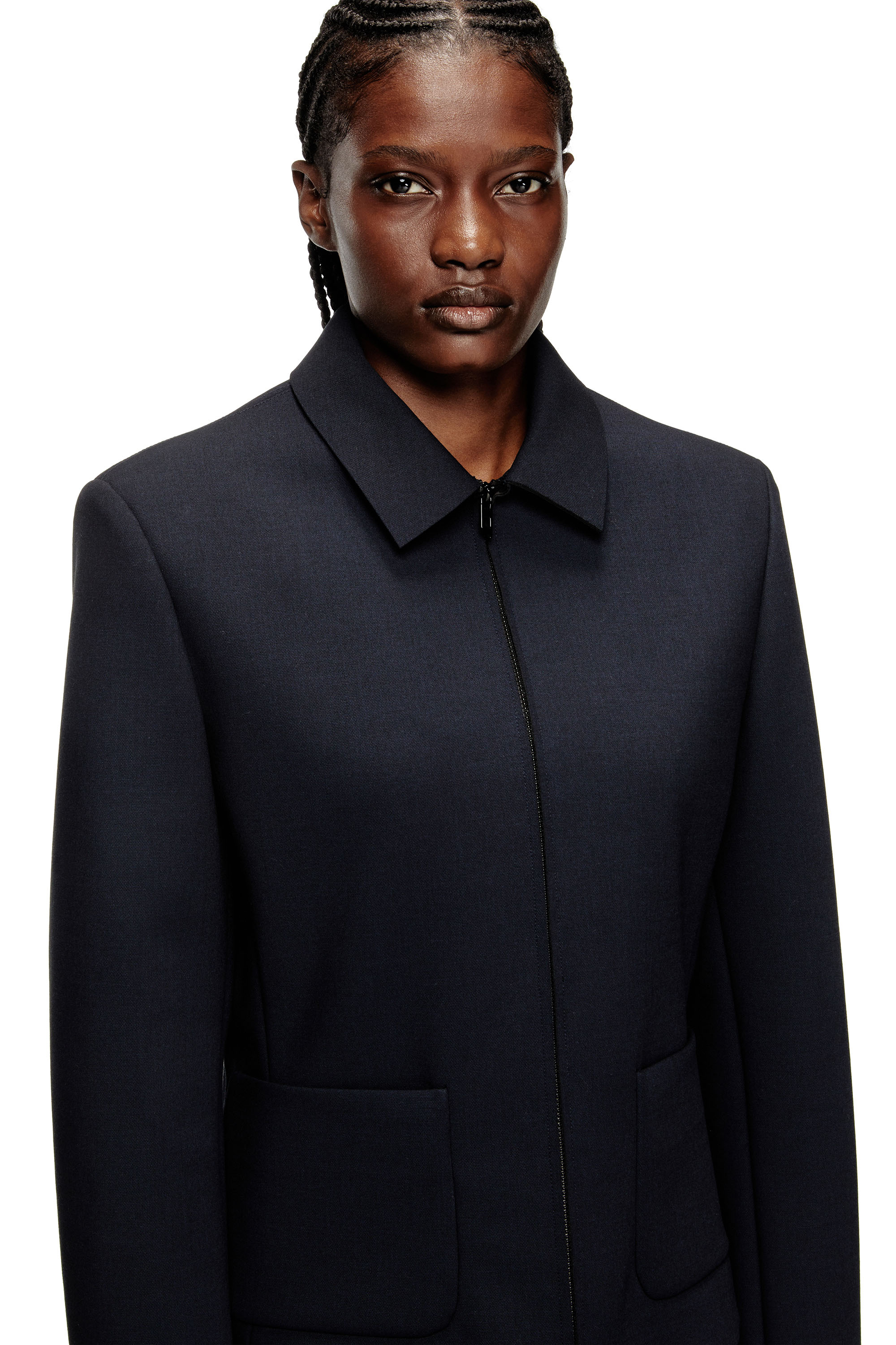 G-CESARA-BOND, Dark Blue Diesel - G-CESARA-BOND, Woman's Collared jacket in neoprene-bonded fabric in Dark Blue - 5