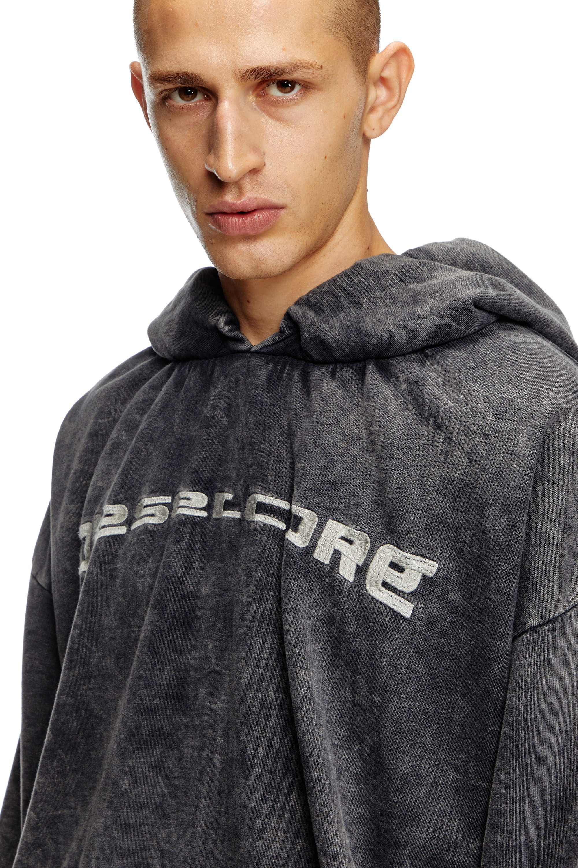 Diesel - S-FISHY, Herren Hoodie mit Denim-Effekt in Schwarz - 5