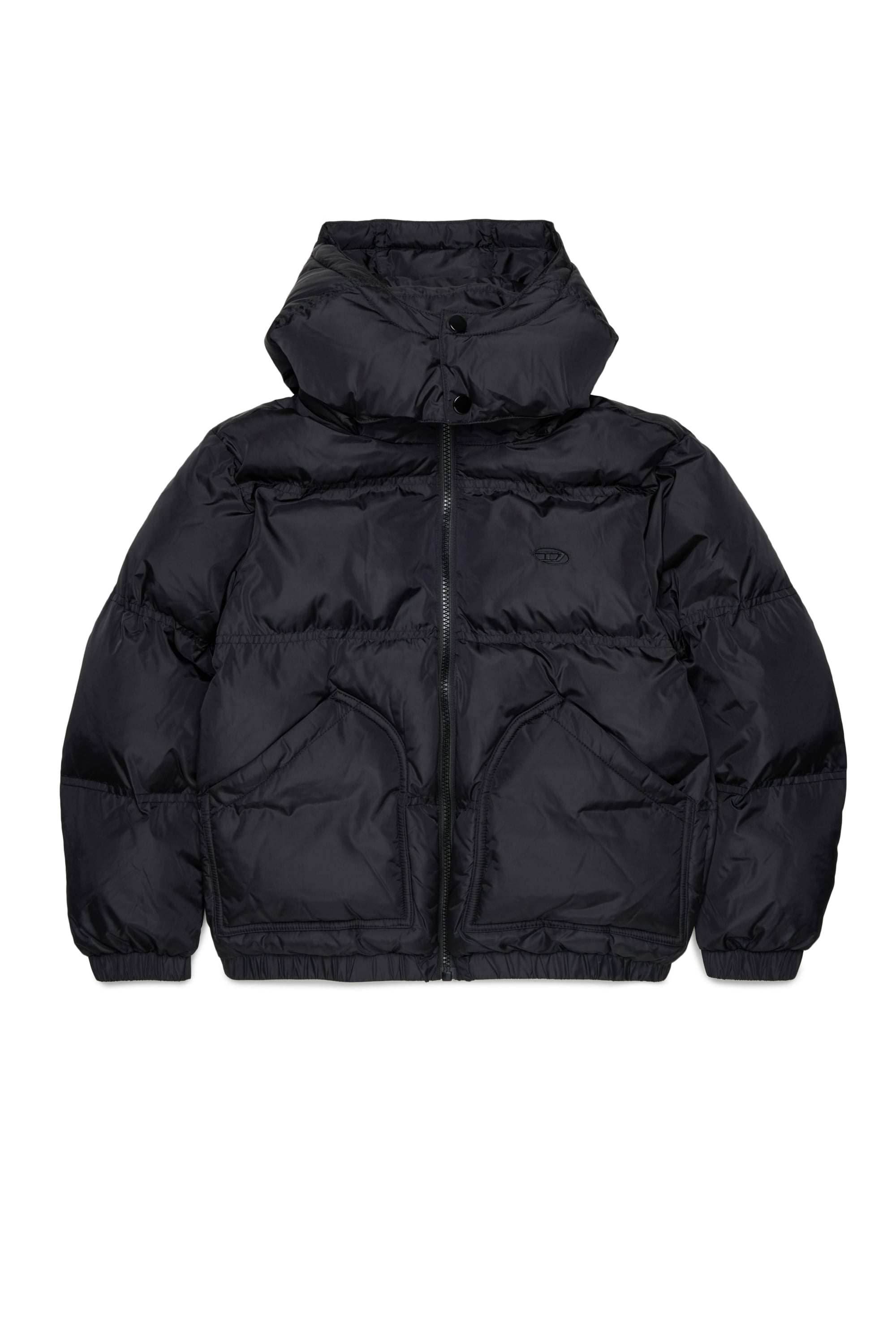 Diesel - JRIVON, Unisex Steppjacke mit Kapuze und oversized Taschen in Schwarz - 1