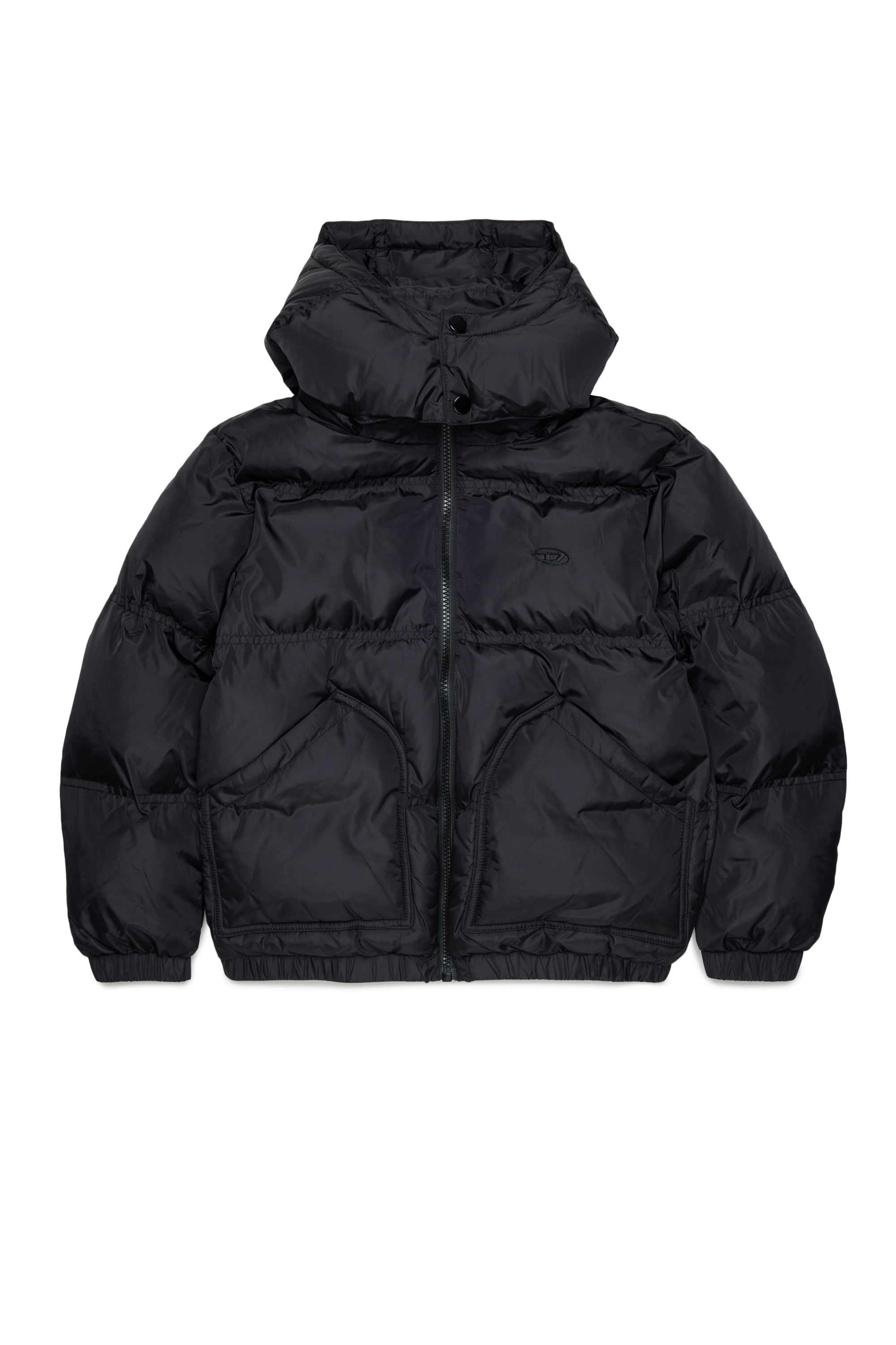 Diesel - JRIVON, Unisex Steppjacke mit Kapuze und oversized Taschen in Schwarz - 1