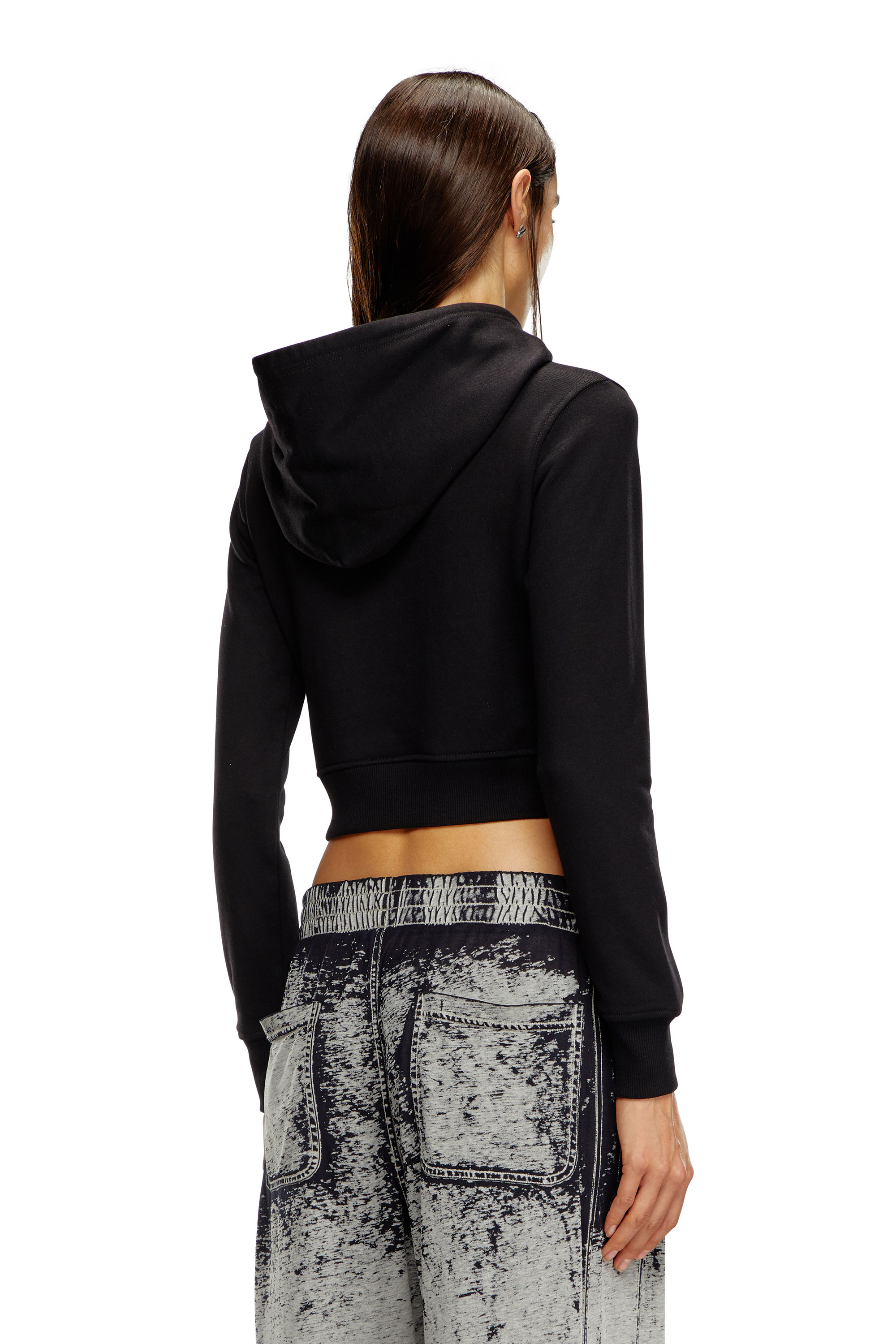 Diesel - F-SLIMMY-HOOD-OD, Damen Hoodie mit ausgeschnittenem Oval D-Logo in Schwarz - 4