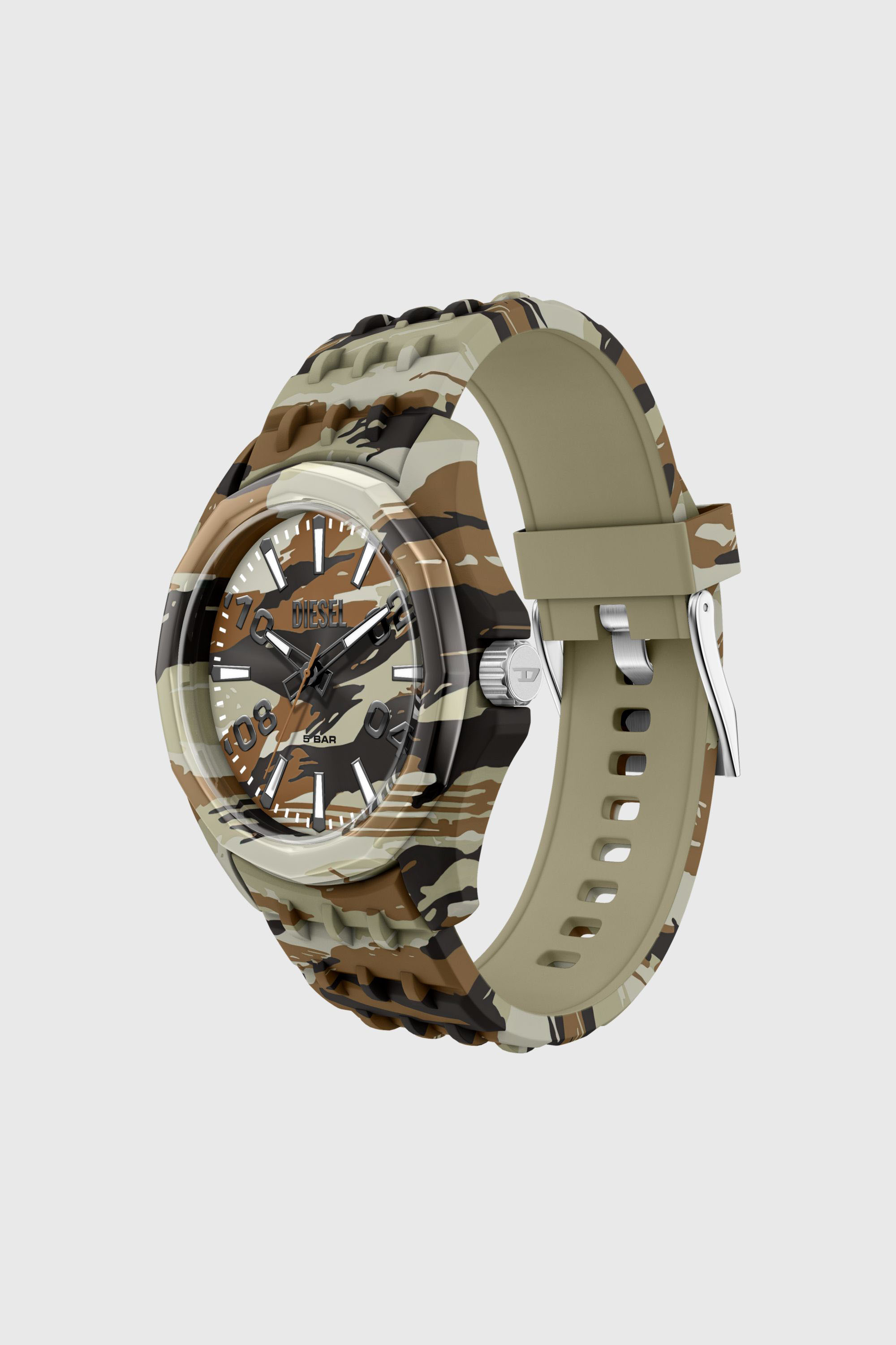 Diesel - DZ2242 WATCH, Herren Stinger camo silicone watch in Braun/Gr&uuml;n - 2