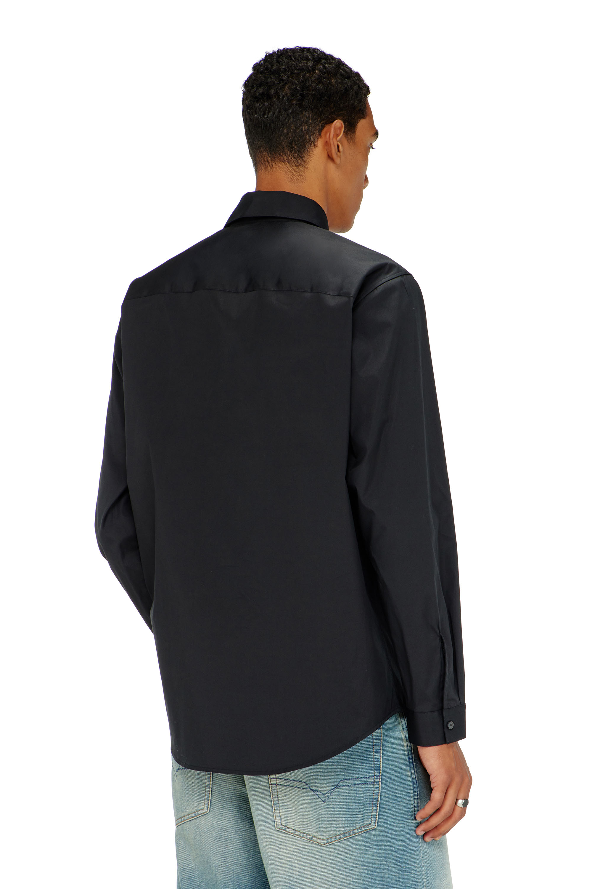 Diesel - S-SIMPLY-GSBH, Herren Stretch-Popeline-Hemd mit Stickerei in Schwarz - 4