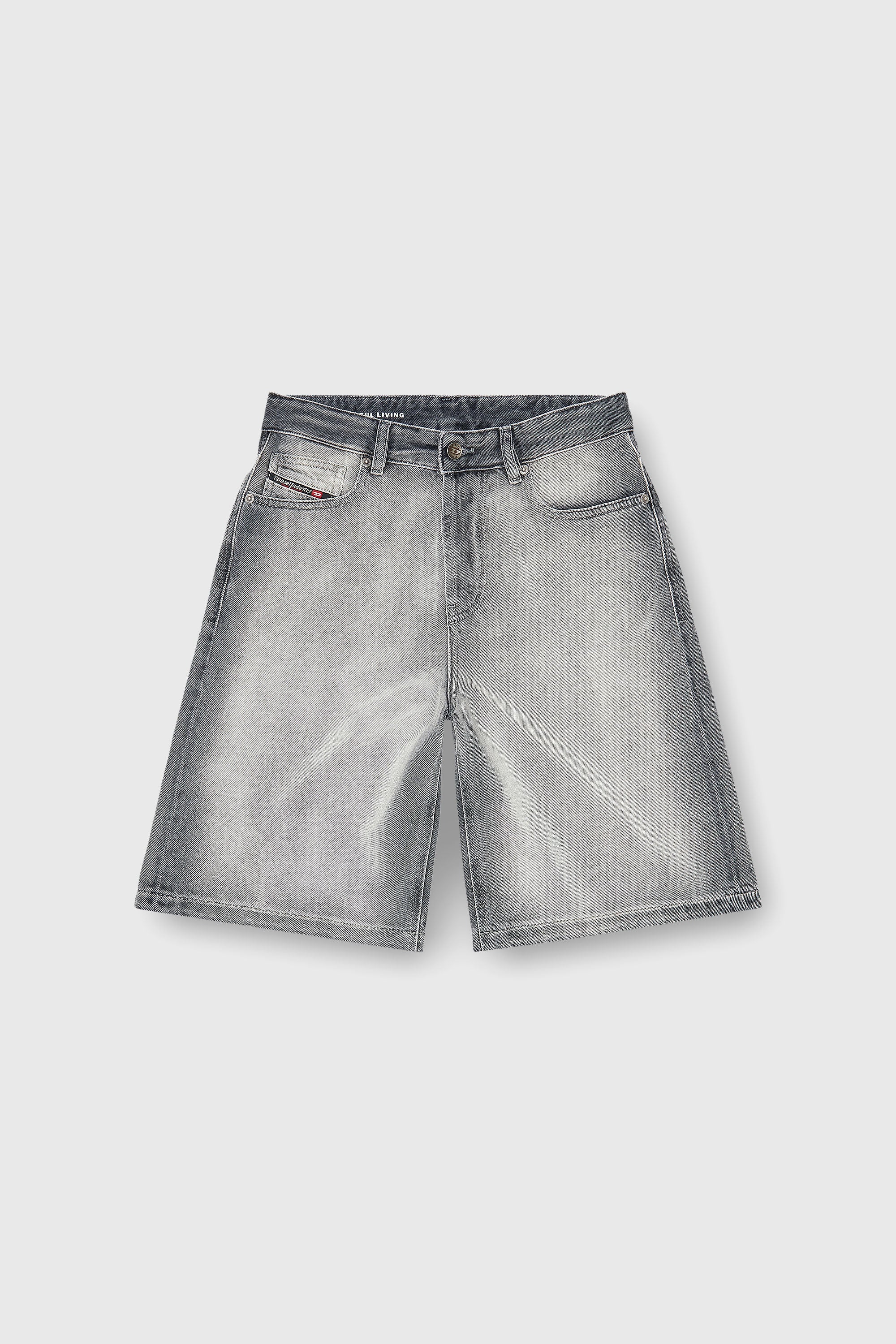 Diesel - DE-SIRE-SHORT-FSI, Damen Shorts aus weichem Skeleton-Denim in Grau - 2