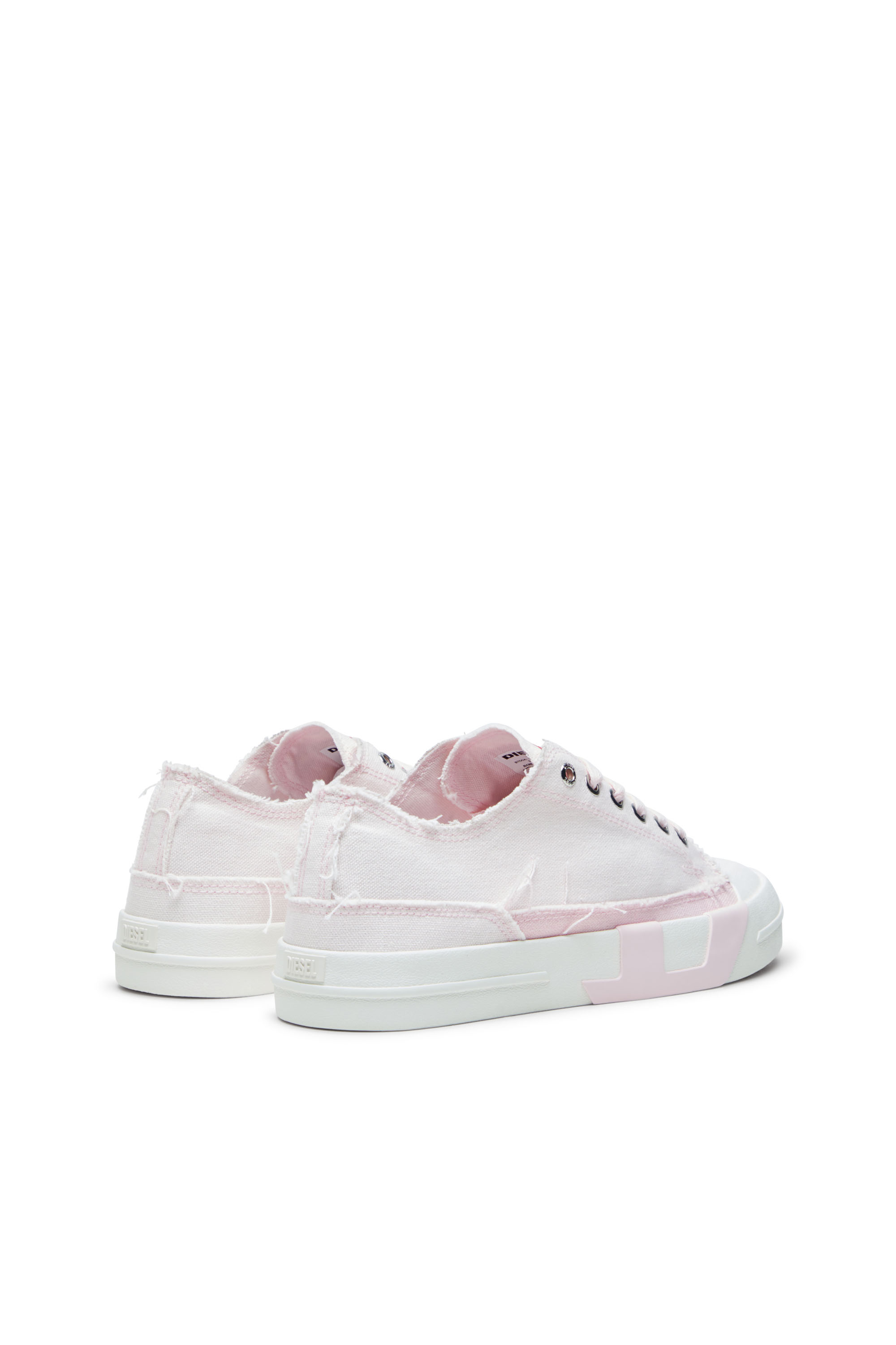 Diesel - S-D-VERSE LOW W, Damen S-D-Verse-Sneakers aus ausgefranstem Canvas in Rosa/Weiss - 3