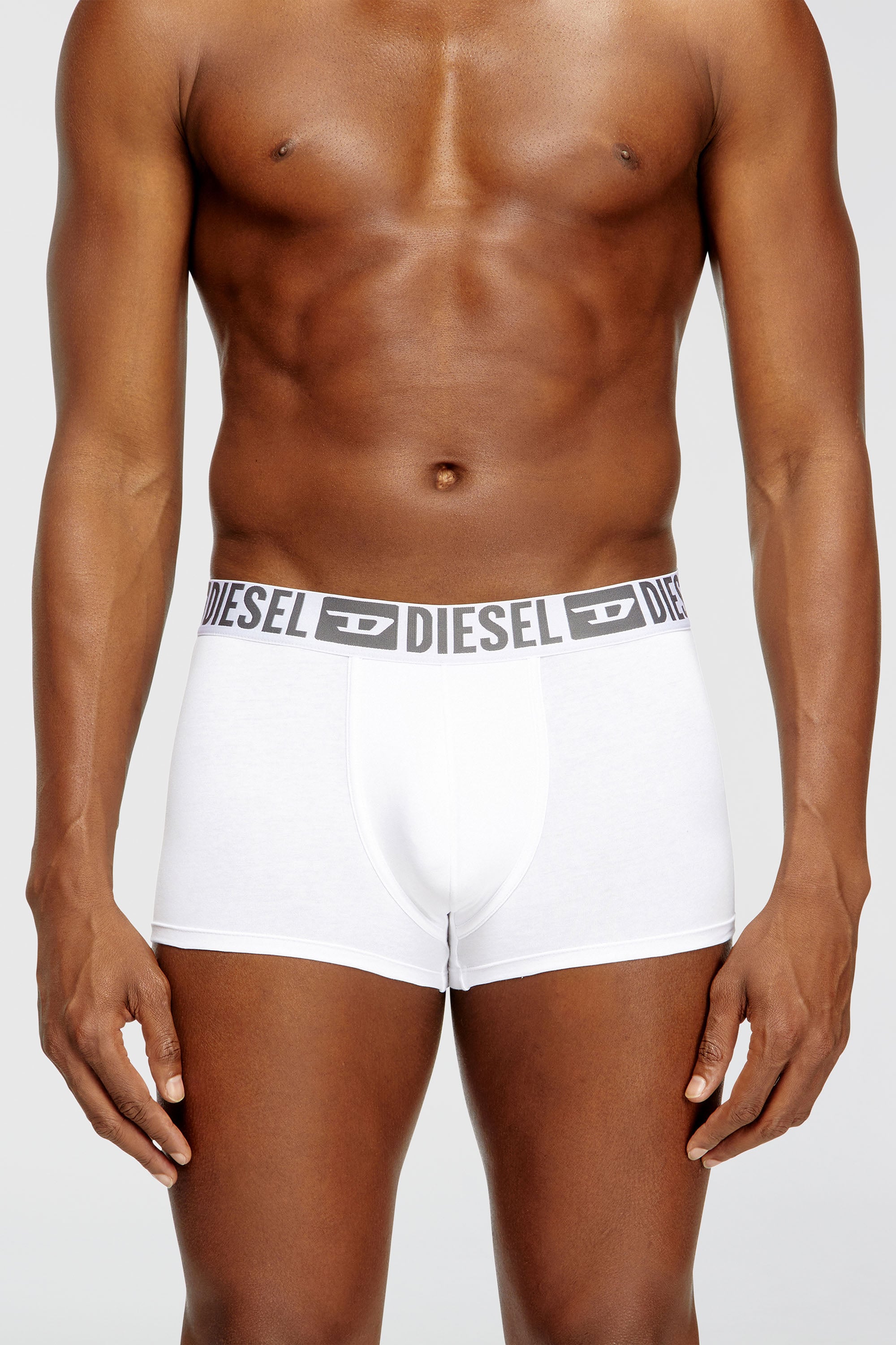 Diesel - MIKE-D-CORE-3PACK, Herren Boxershorts aus Baumwollstretch mit tonalem Bund im Dreierpack in Weiss/Schwarz - 3