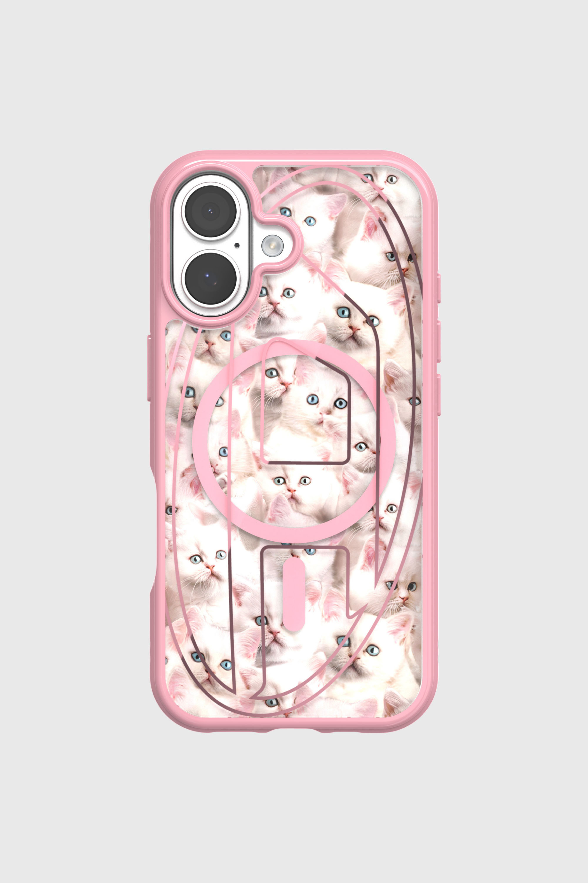 Diesel - 60423 AOP CASE, Unisex Oval D Cats H&uuml;lle mit Magsafe f&uuml;r iPhone 17 in Rosa - 2