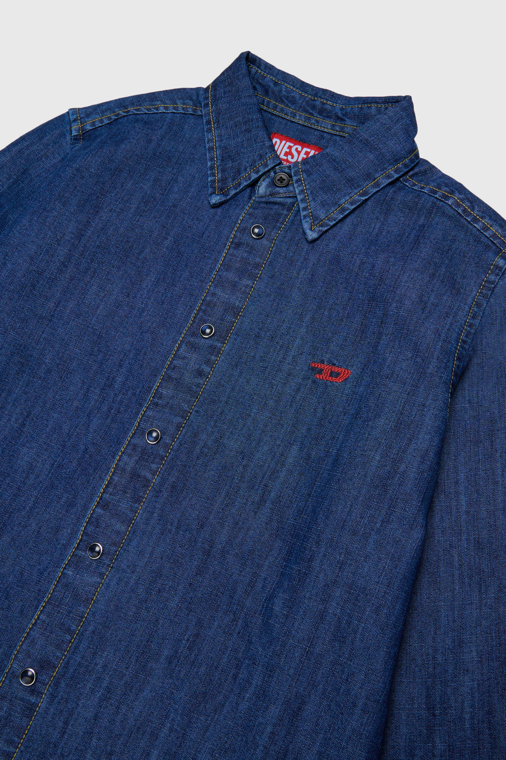 Diesel - CSIMPLY-OVER, Herren Denimhemd mit D-Logo-Stickerei in Mittelblau - 3